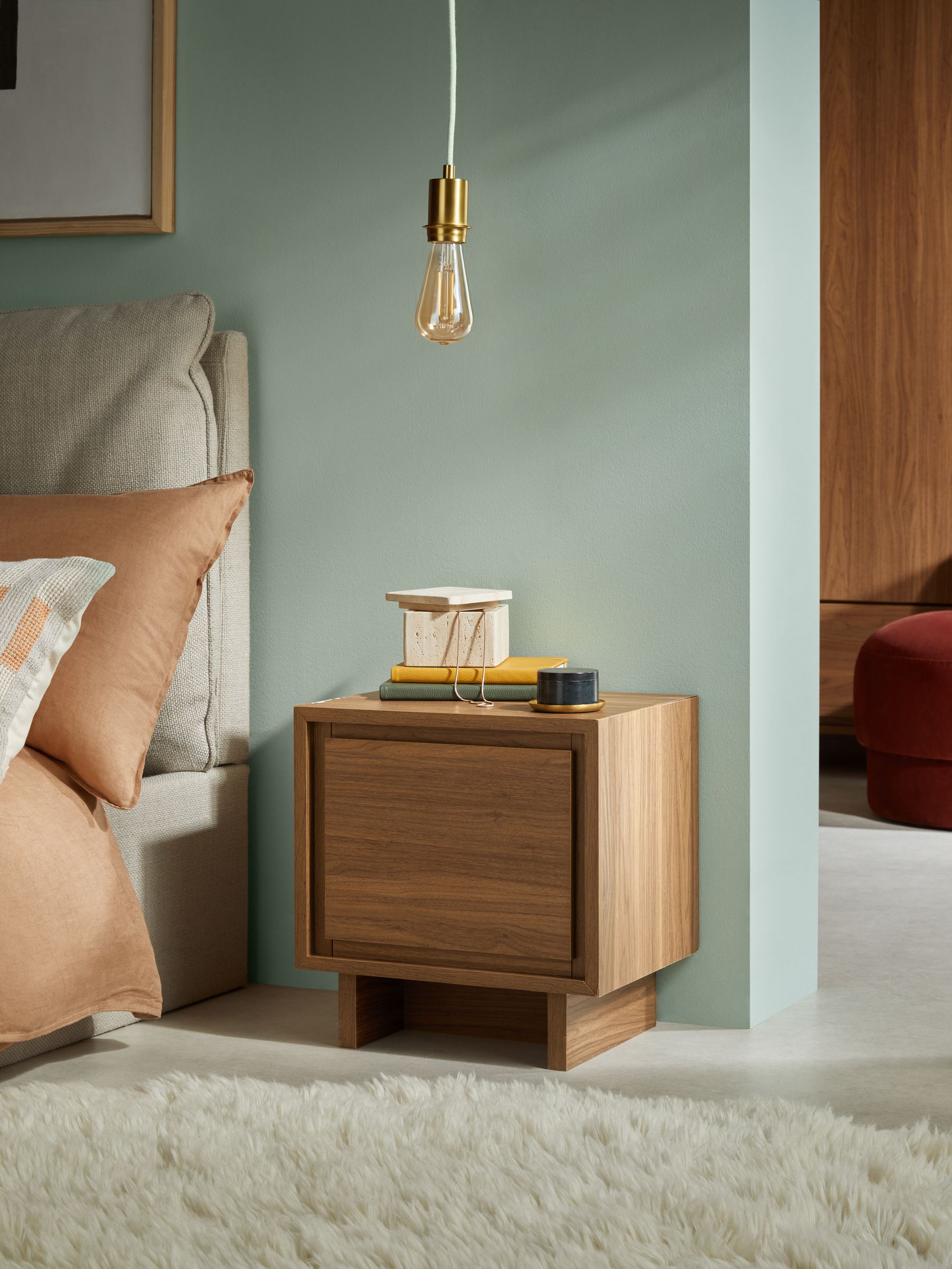 Kaci Bedside Table in Dark Walnut Effect