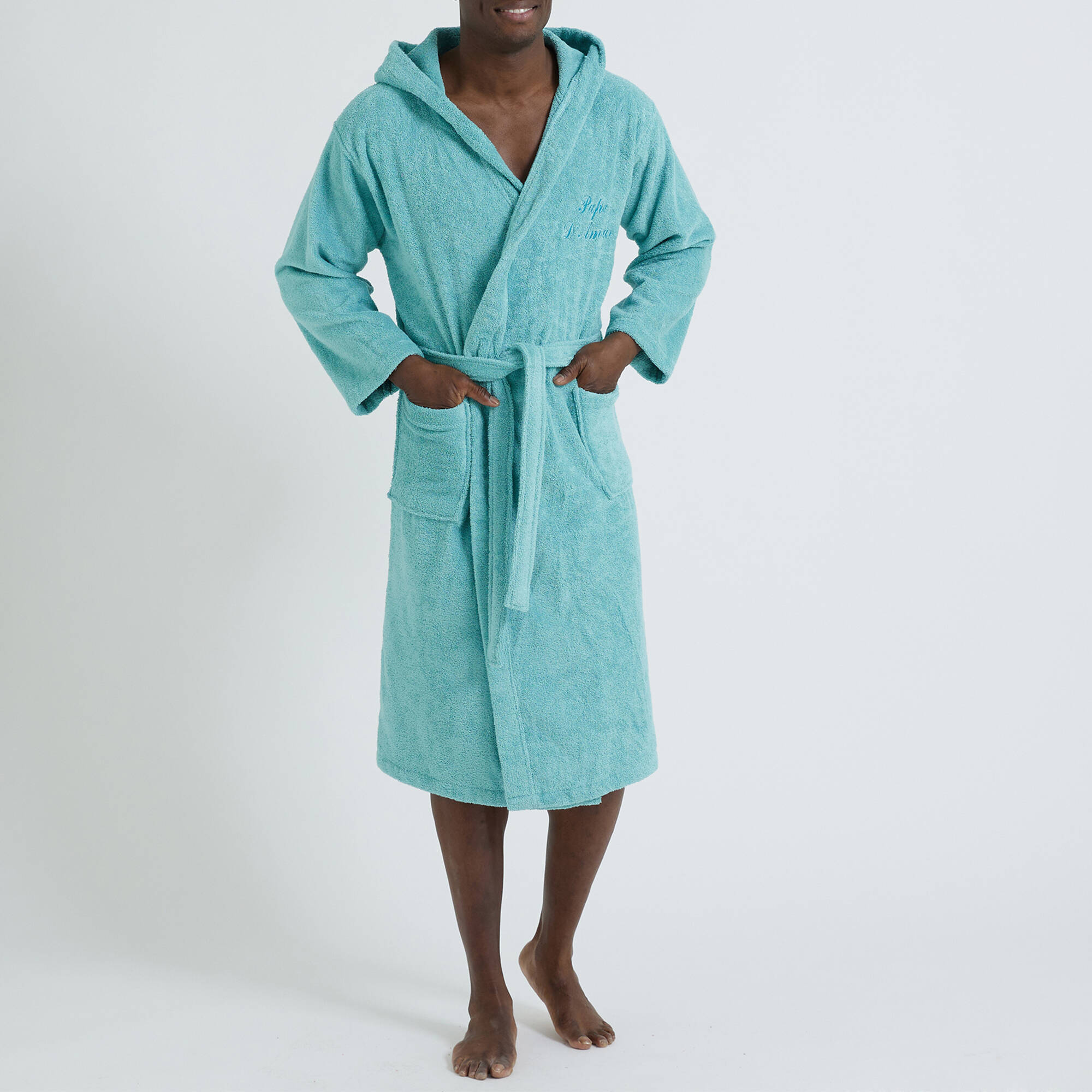 Peignoir mixte adulte col capuche éponge bouclette