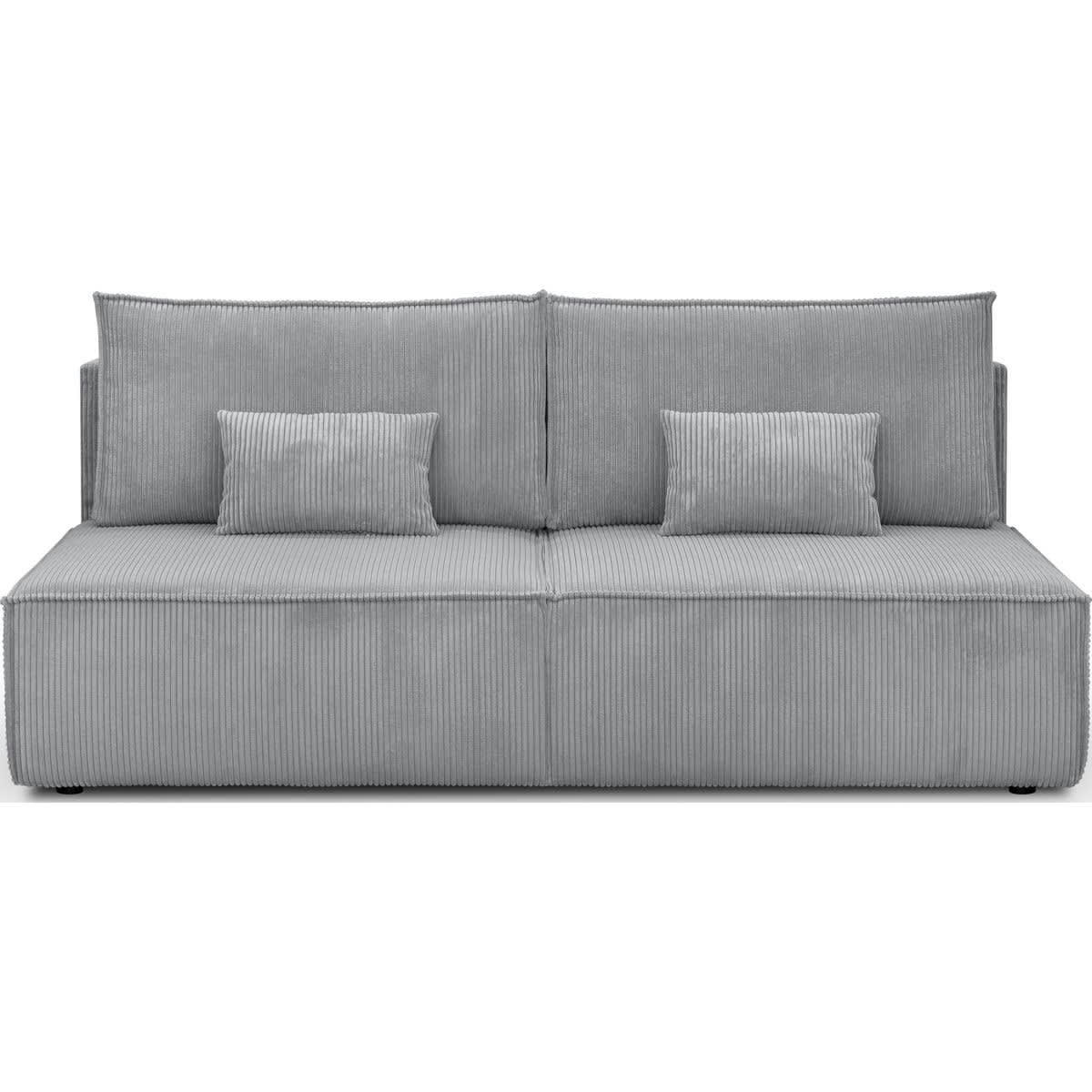 MILLA - Canapé convertible 3 places avec coffre en velours côtelé gris clair