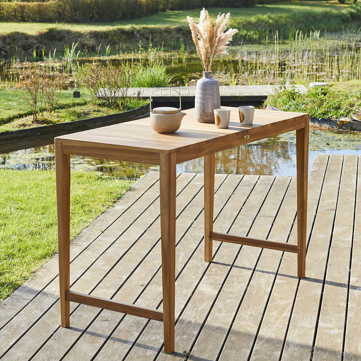 MIDLAND - Table de jardin en teck massif haute