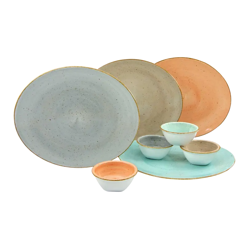 Flacher Teller 8-teilig Vintage Nature