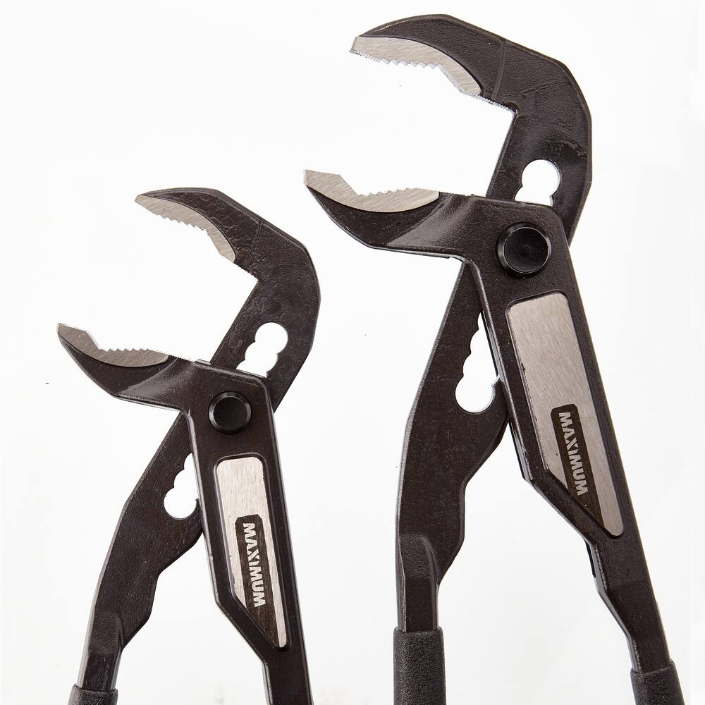 MAXIMUM Push Button Tongue & Groove Pliers Set, High-Quality Forged Tool Steel, Colour Coded Tips, 2-pk