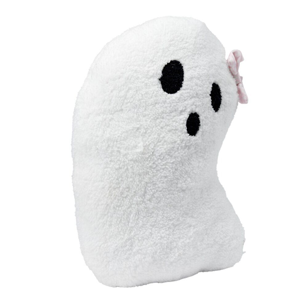 Coussin peluche Halloween fantôme mignon polyester blanc 36x23cm