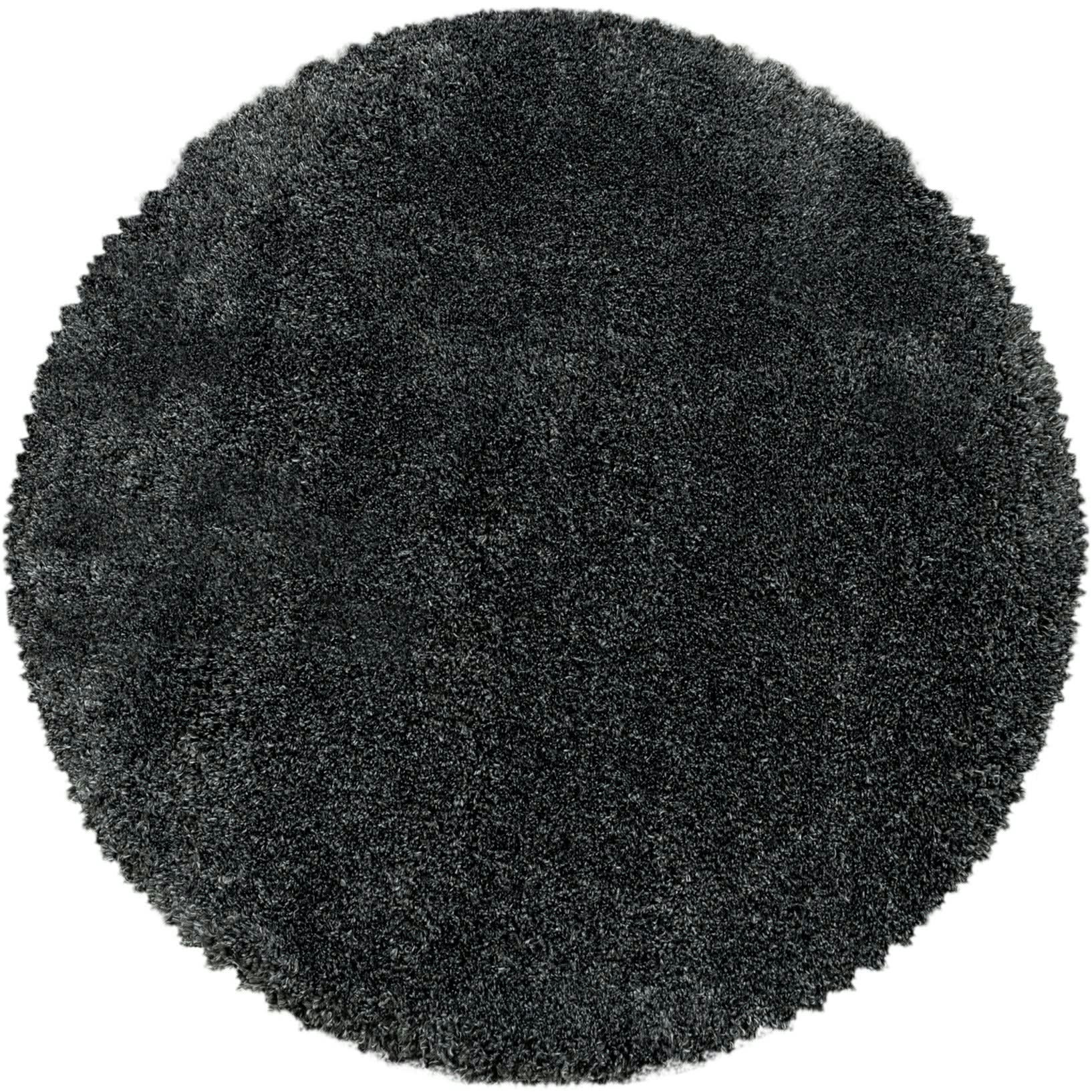 MOELLEUX - Tapis cosy rond à poils longs anthracite 200x200cm