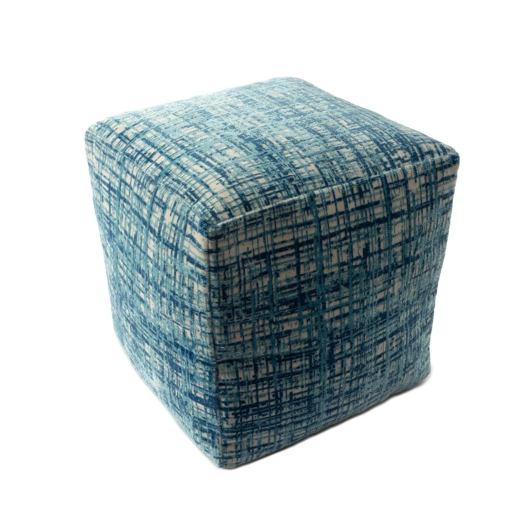 HomeRoots 18 Blue Polyester Blend Ottoman