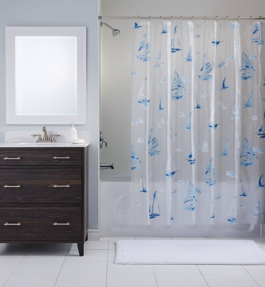 For Living Sail Boats PEVA Shower Curtain
