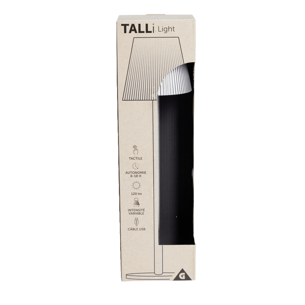Lampe de table Talli USB tactile grise Ø11xH37cm