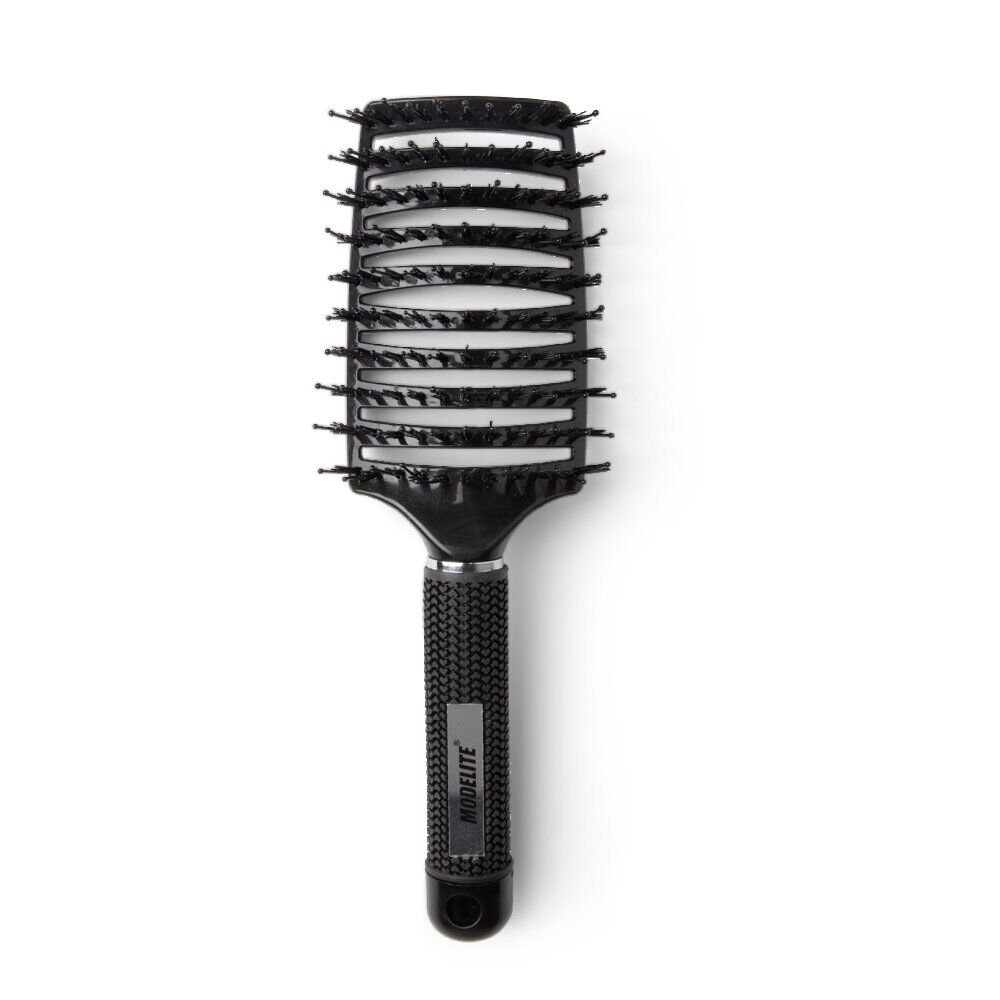 Brosse à cheveux incurvée démêlage et lissage PVC noir
