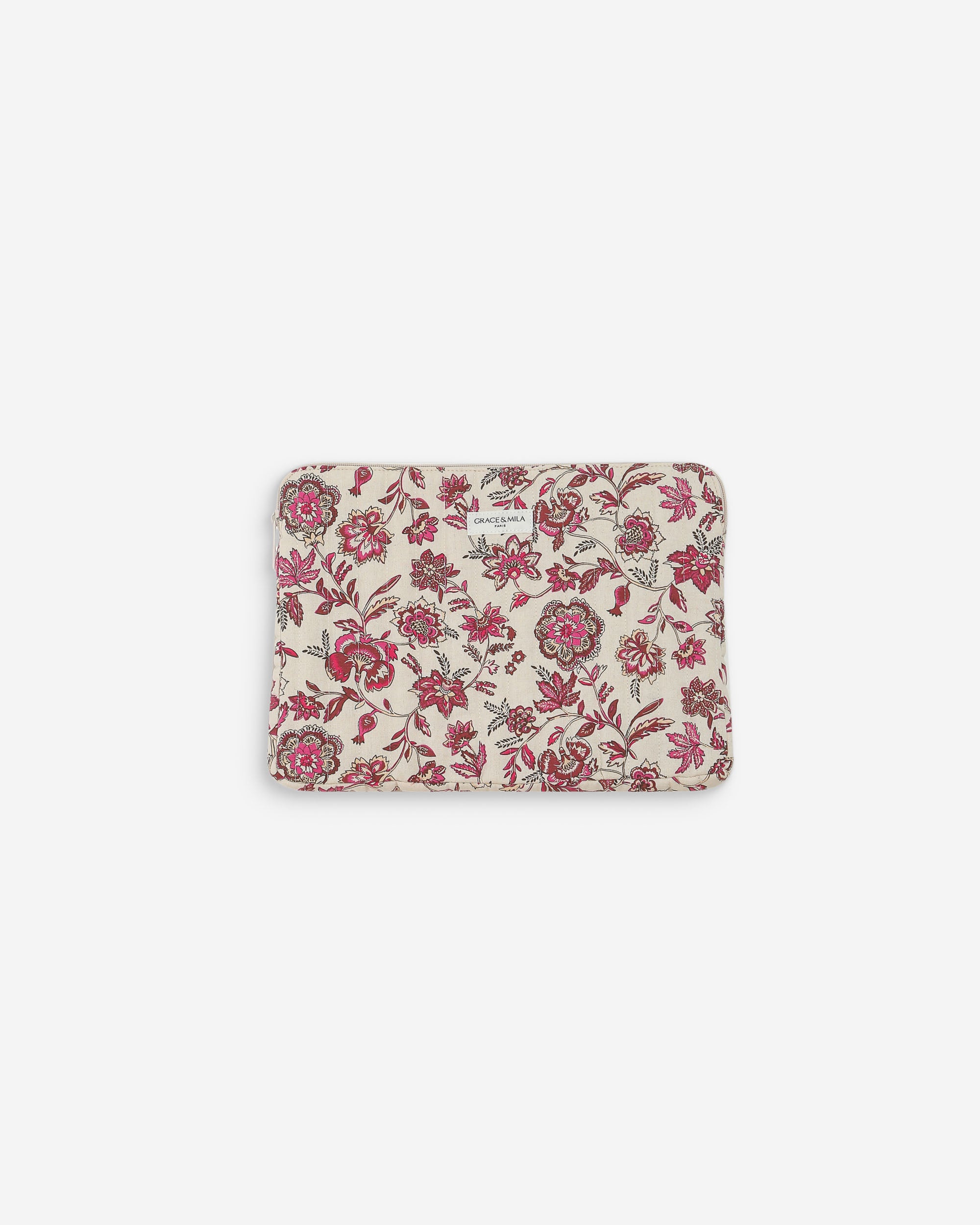 Pochette d’ordinateur en toile de coton matelassée fleur Vaiana