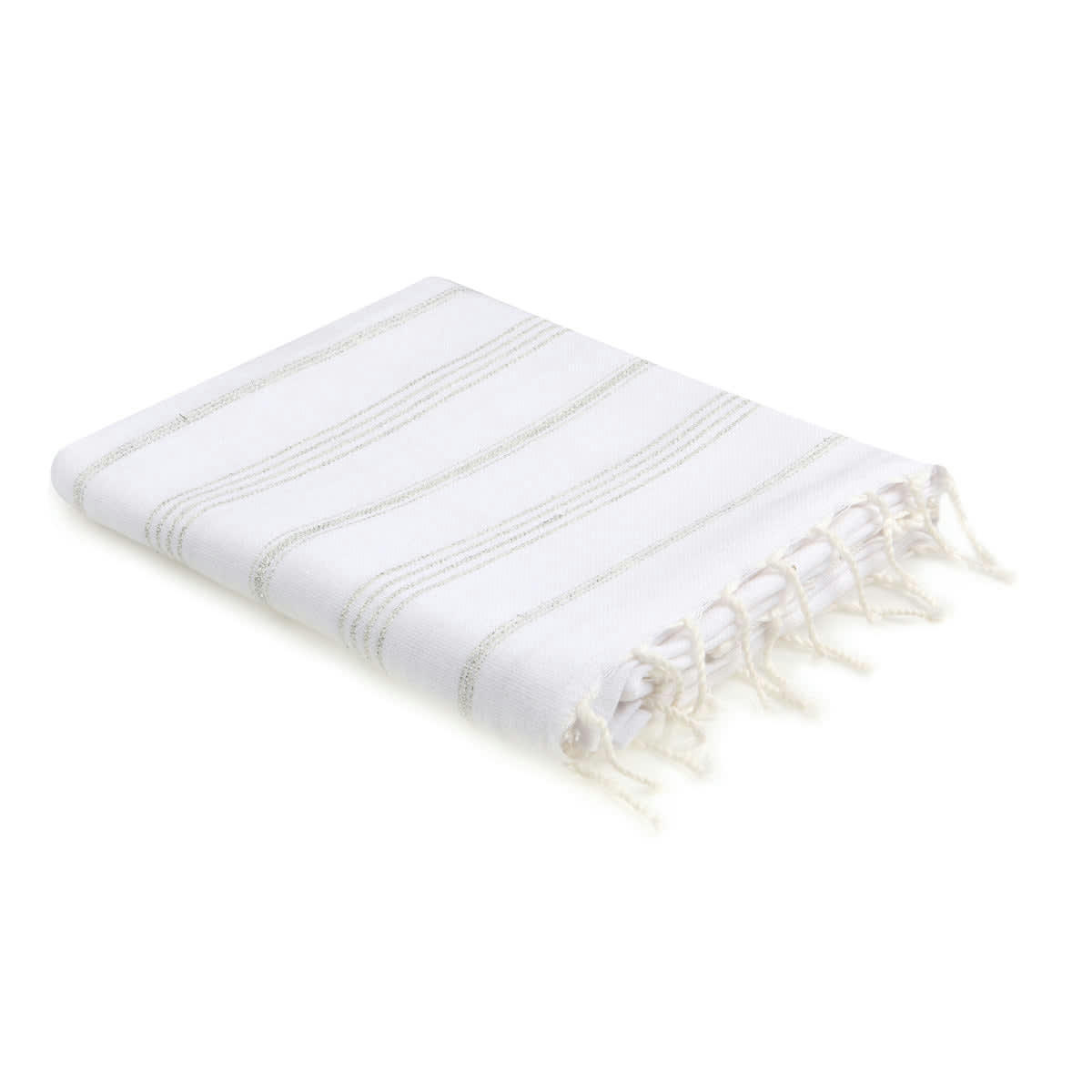 MYKONOS - Fouta coton  100x200 blanc / argent