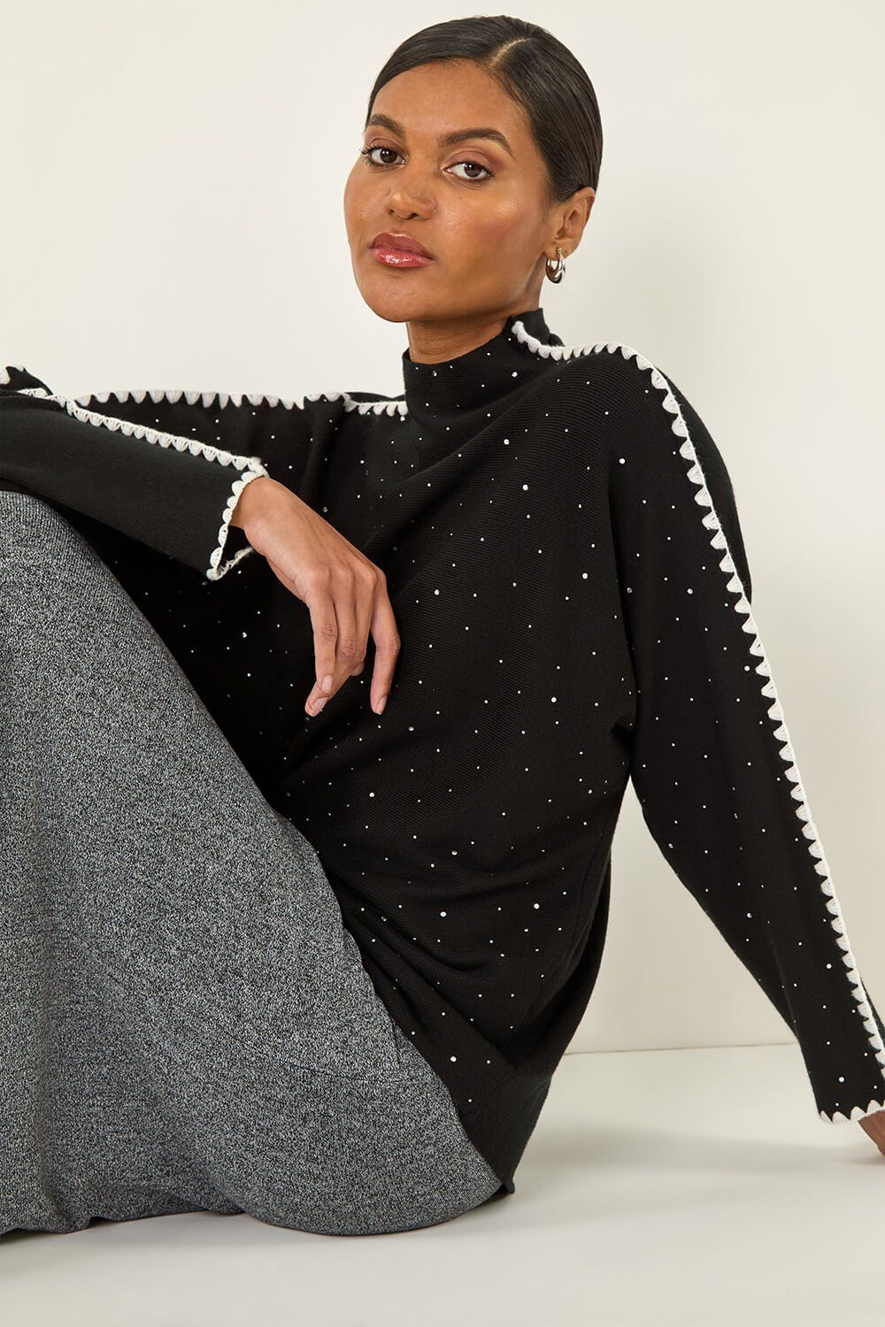 Roman Hotfix Blanket Stitch Knit Jumper