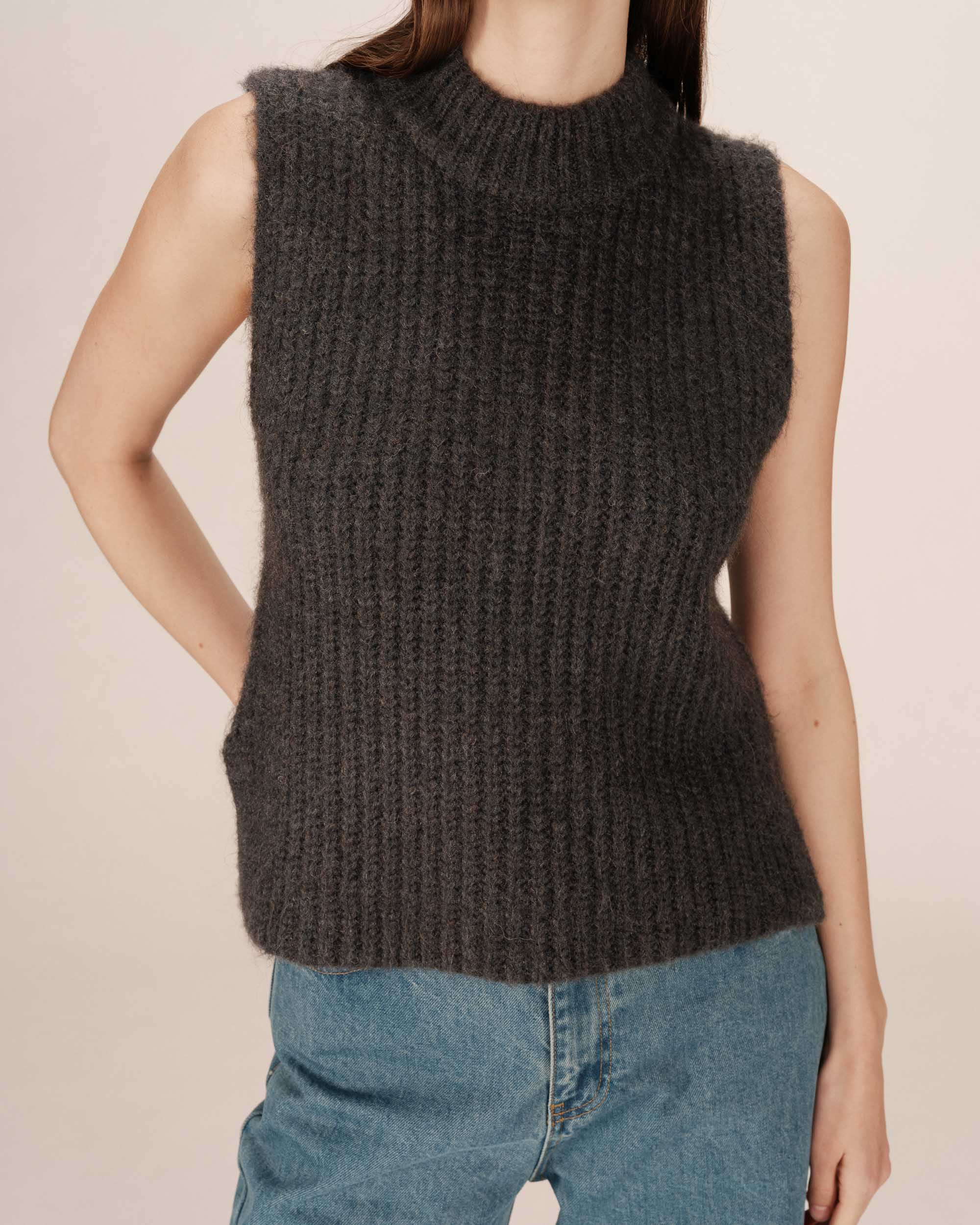 Pull laine et alpaga anthracite Sablon