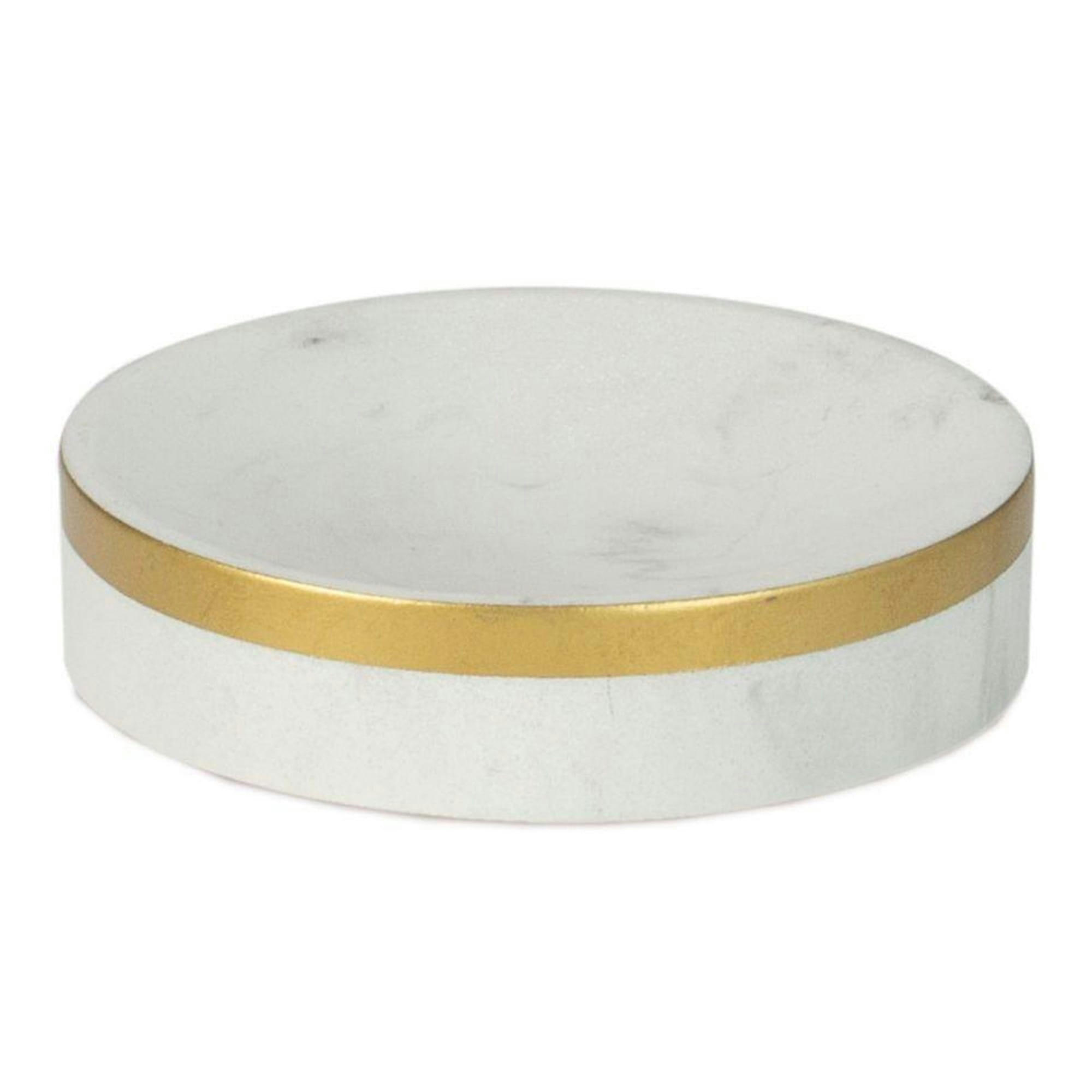 - Porte savon résine effet marbre blanc et doré