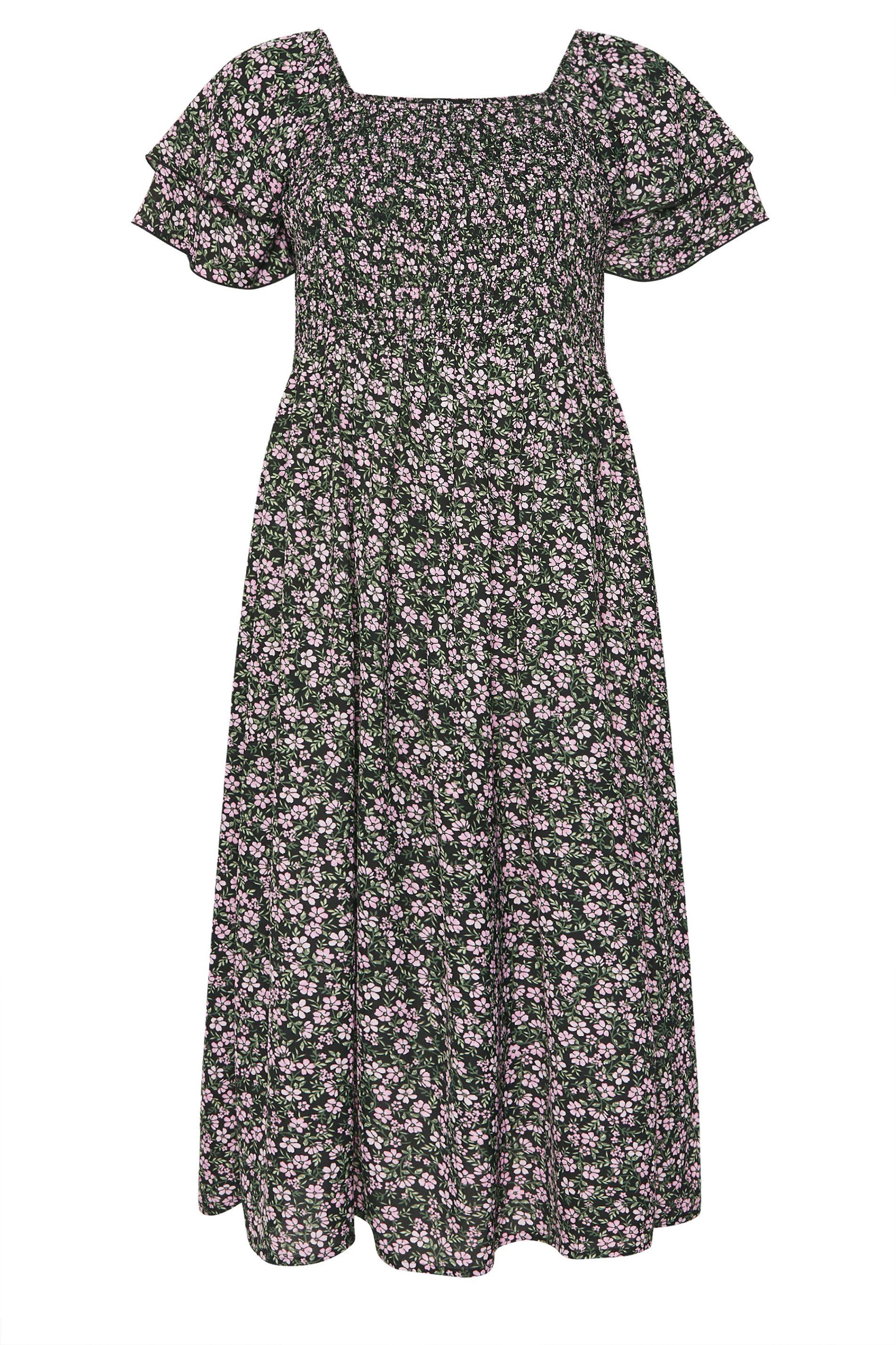Yours Floral Shirred Maxi Dress
