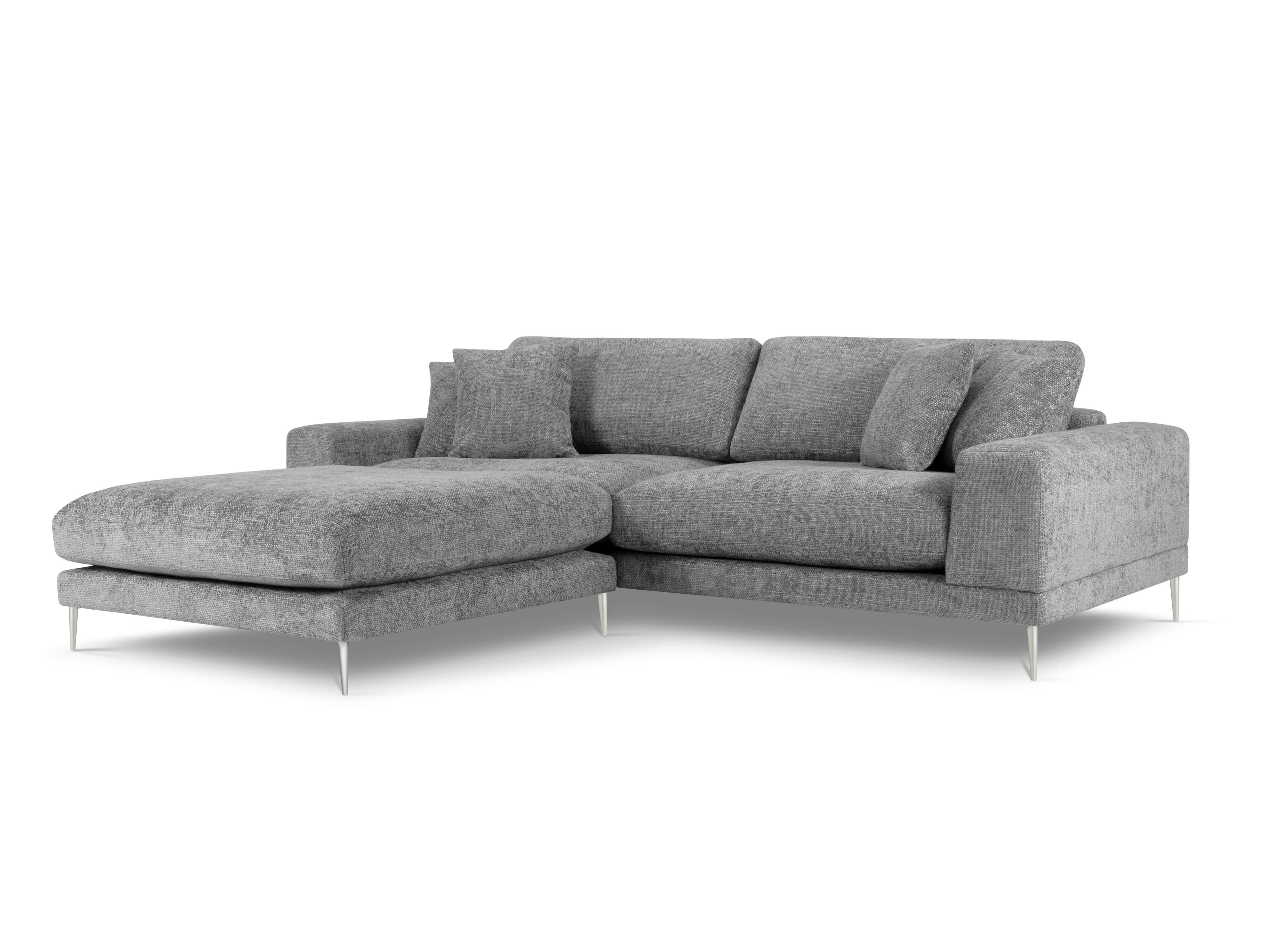 JOG - Canapé d'angle gauche 5 places en tissu structuré gris