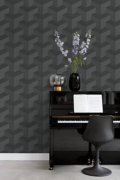 Origin Wallcoverings papier peint graphique 3D noir 53 cm x 10.05 m