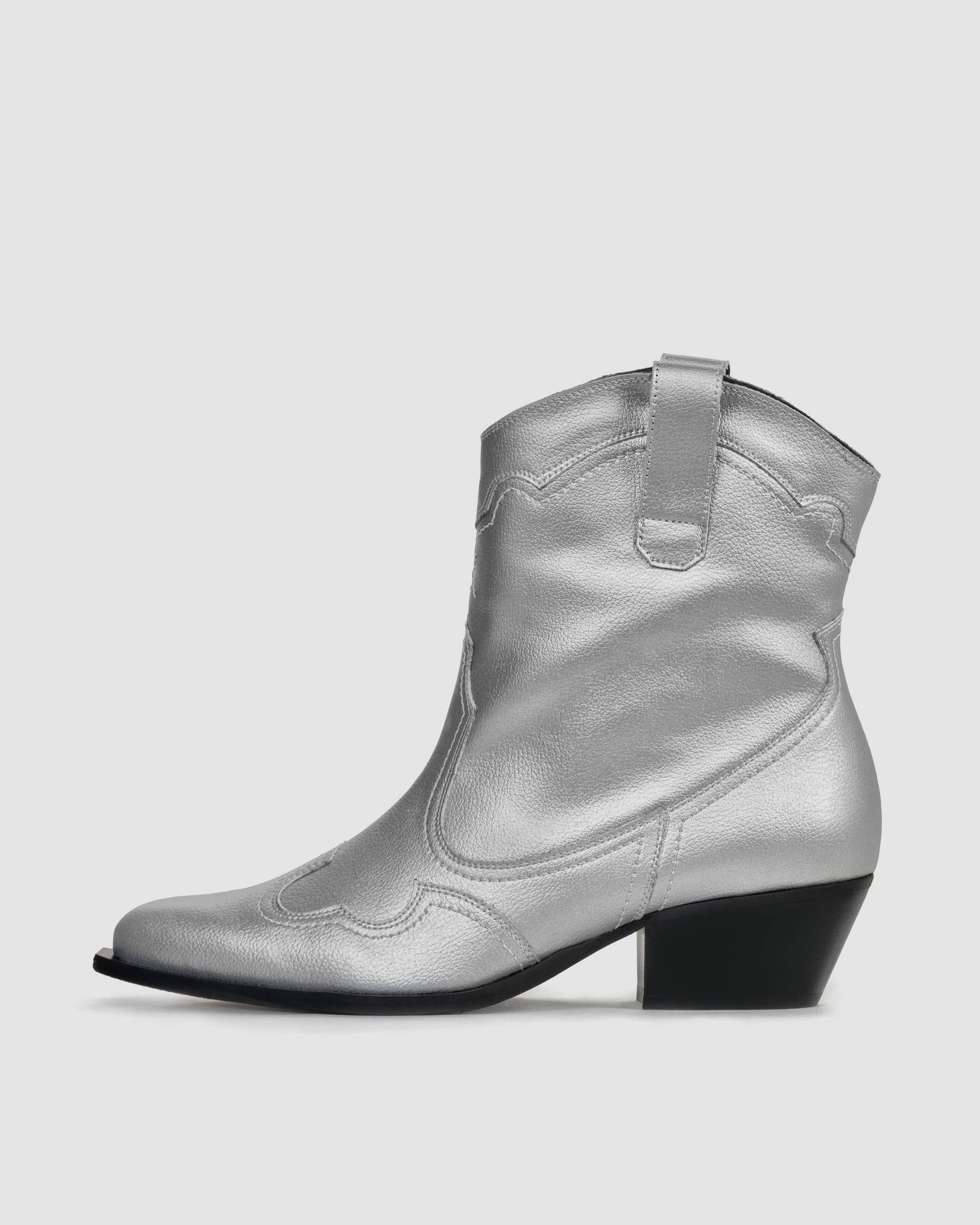 BOHEMA - Metallic Stitchy Kowbojki, ze skóry roślinnej, polska rodzinna marka