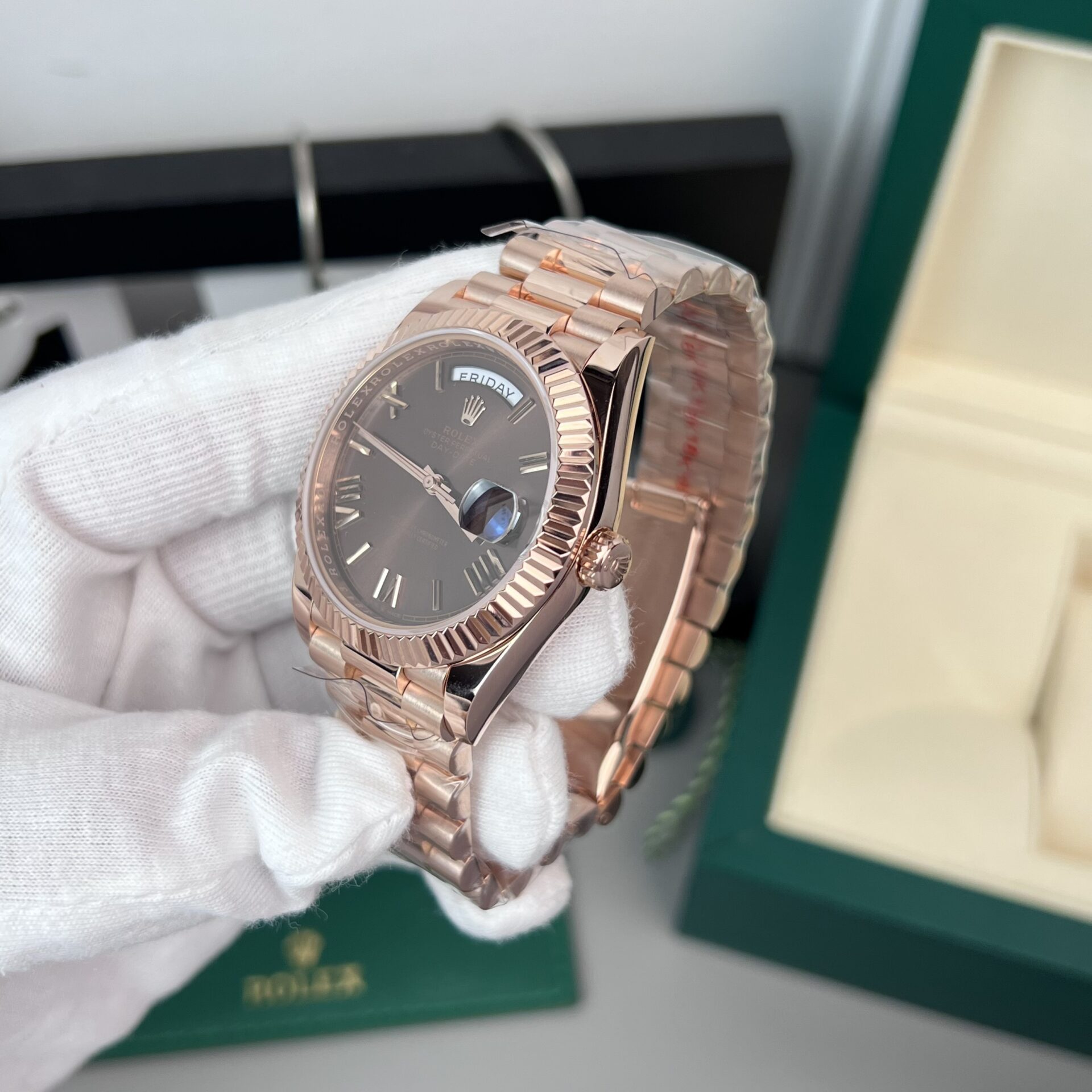 Rolex Day-Date 228235 RG Plated Chocolate Dial 40mm Super Clone