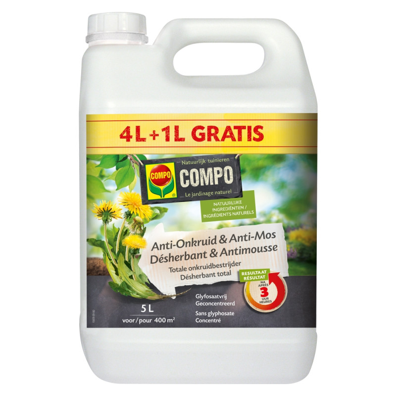 Désherbant total et anti-mousse naturel concentré 4   1 L gratuit COMPO