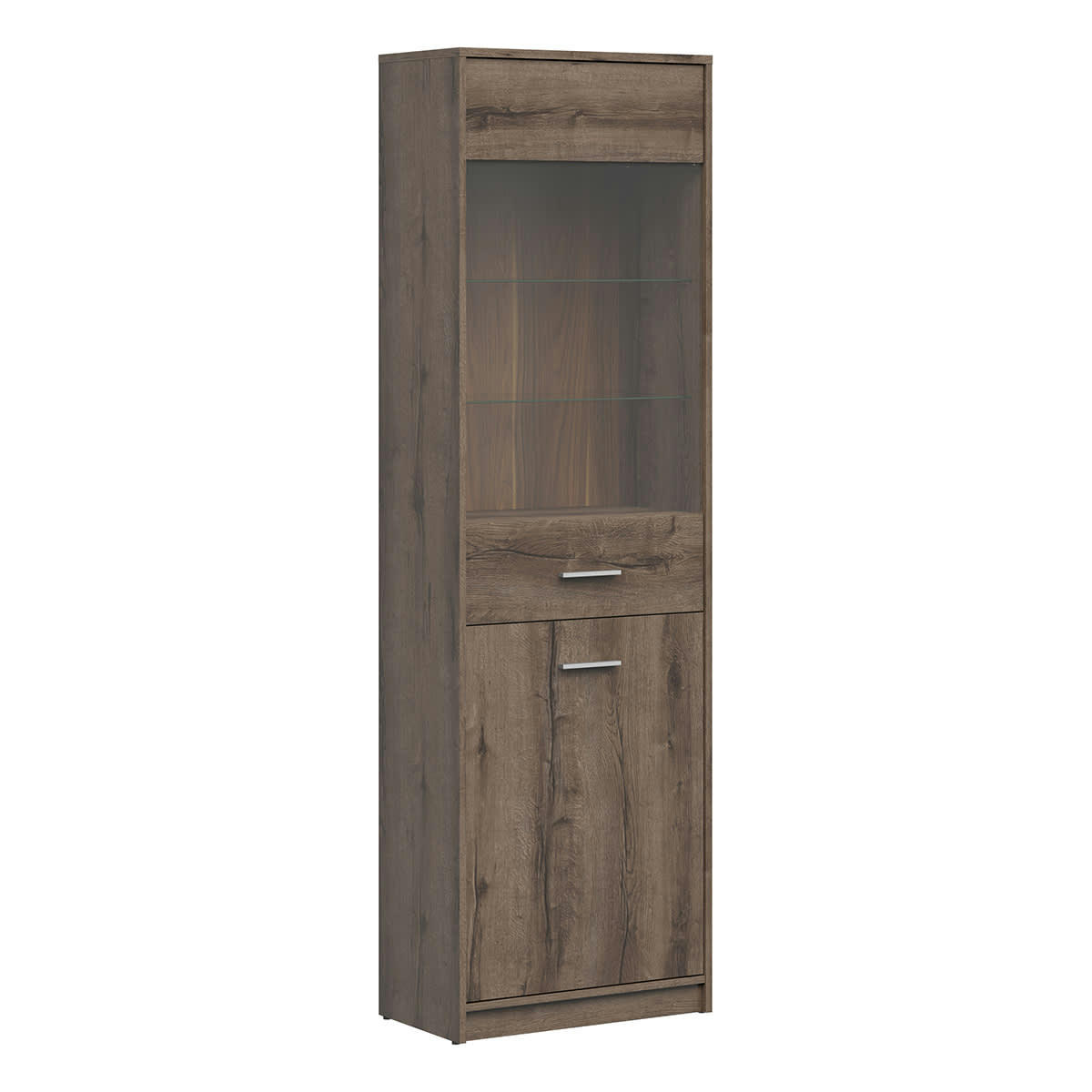 - Vitrine 2 portes stratifiés naturel foncé