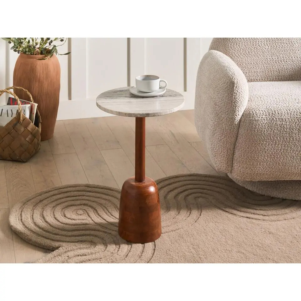 HARTWELL - Bijzettafel - Bruin - Mangohout/Marmer