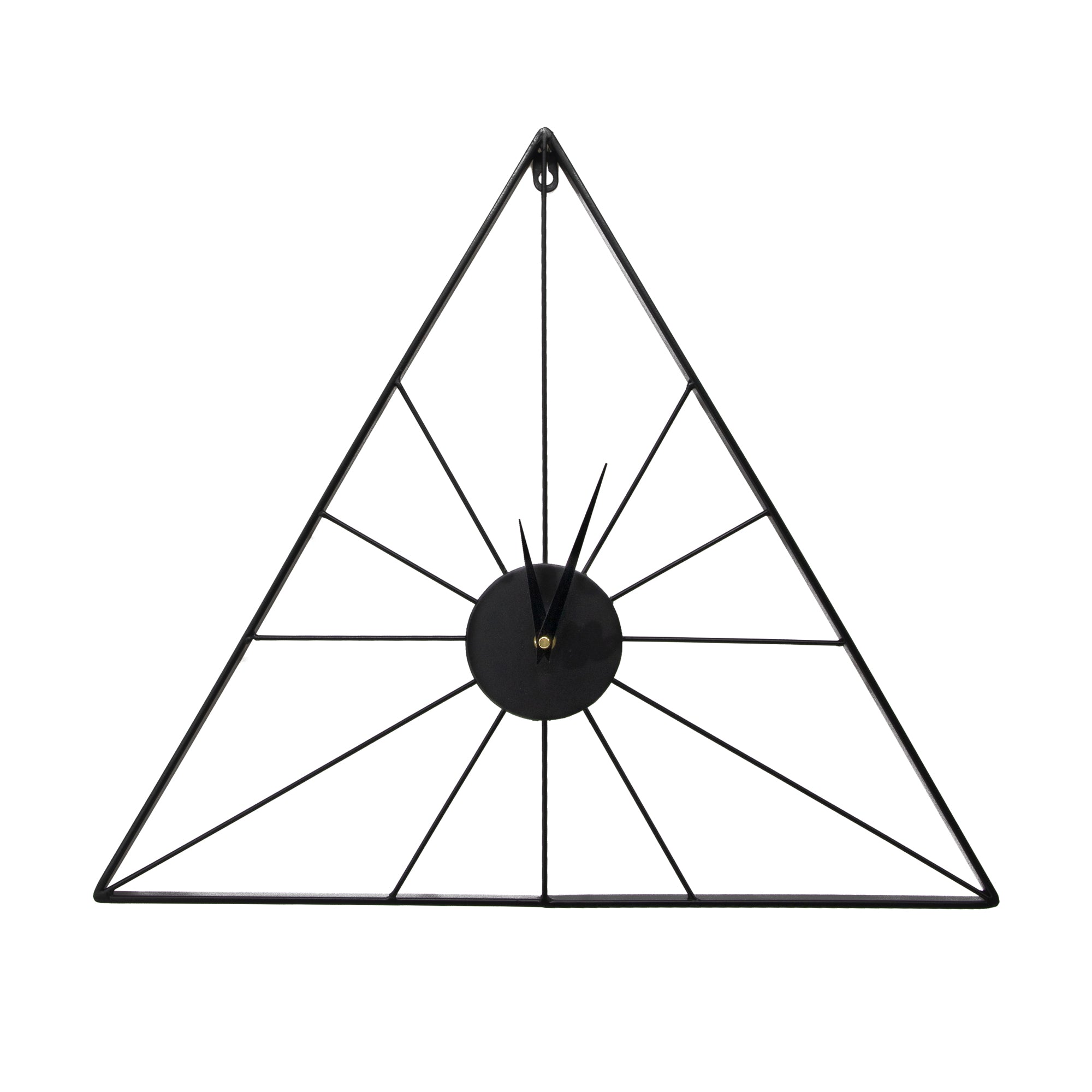 Art for the Home Klok - Luxe Zwarte Driehoek Hangende Klok - 58cm x 50 cm