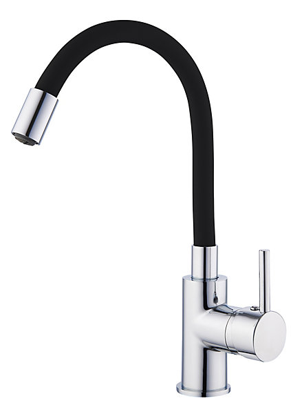 Mitigeur de lavabo mécanique noir et chrome, Edouard Rousseau Ilo Mémoire de forme