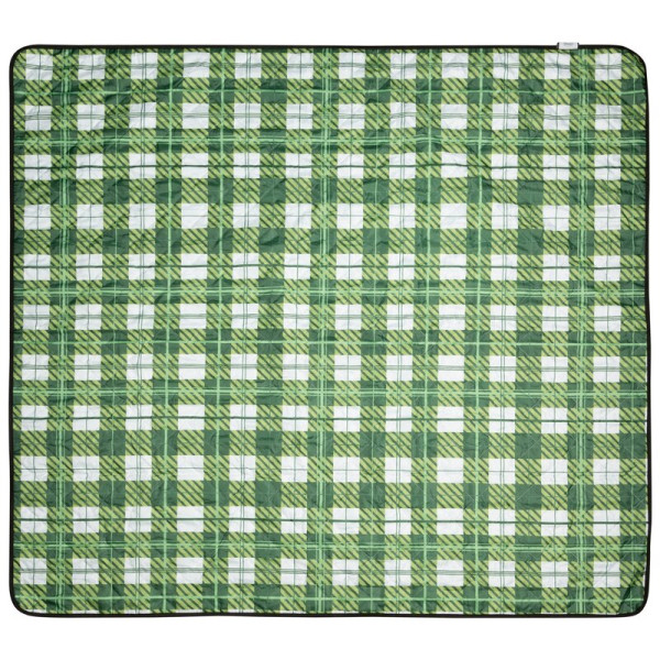 Koc piknikowy 130x145 krata zielony biały