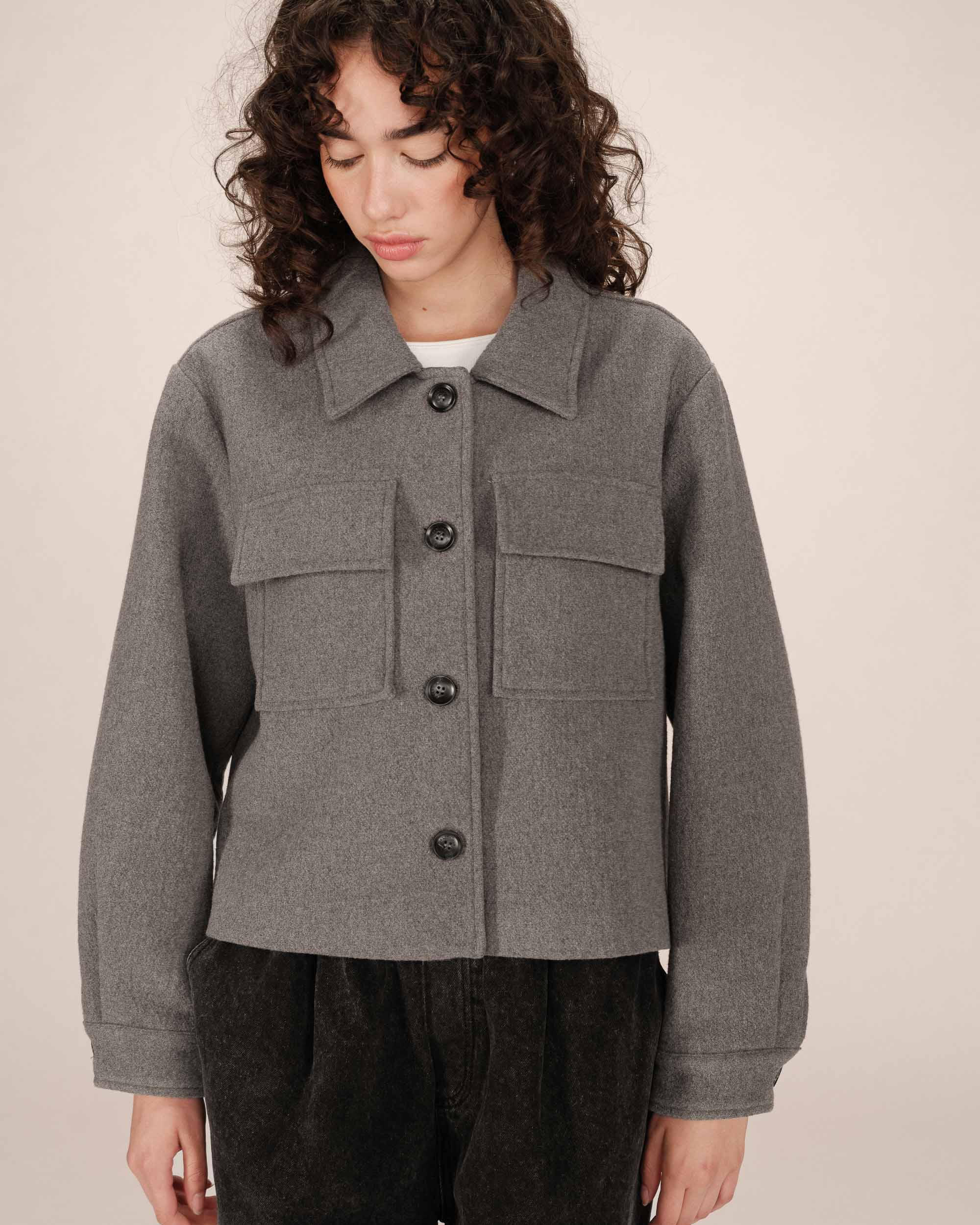 Veste boxy en laine gris Novembre