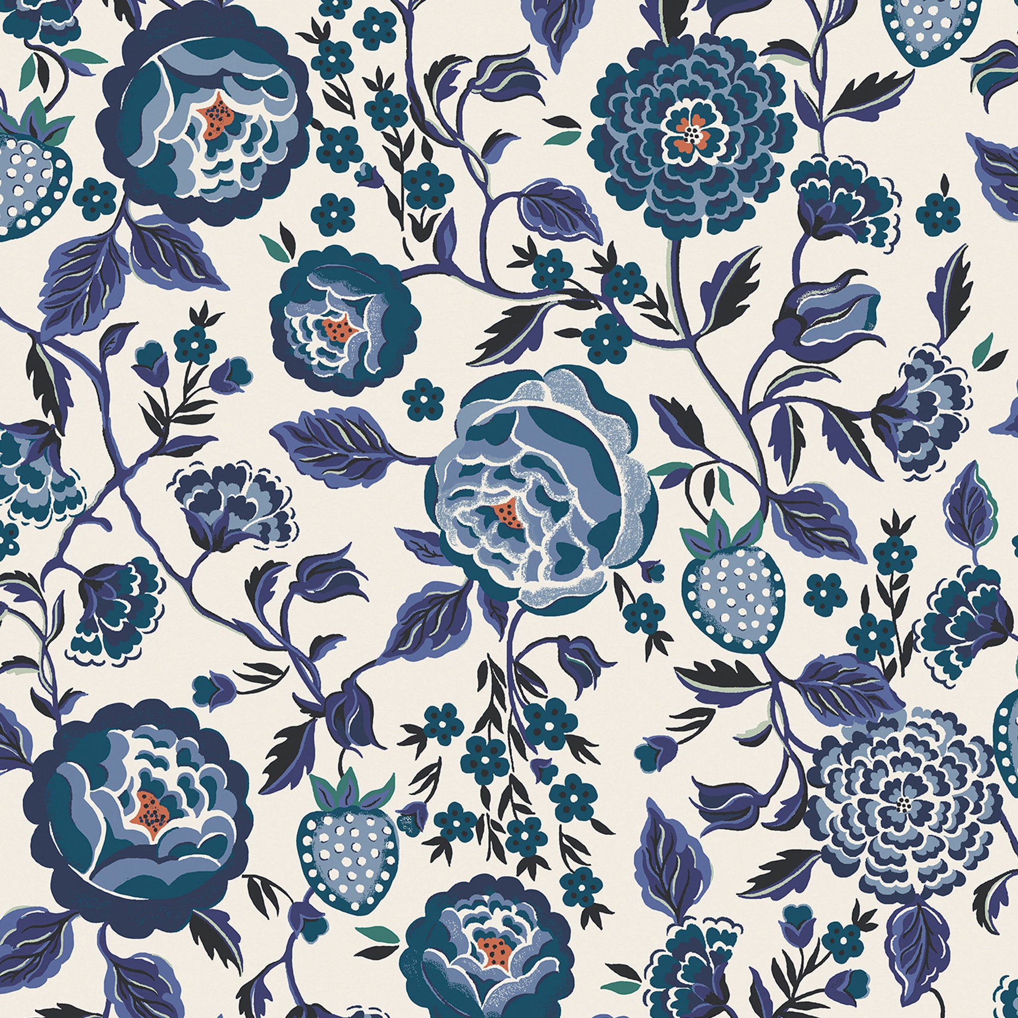 Cath Kidston Vliesbehang - Strawberry Garden Blue