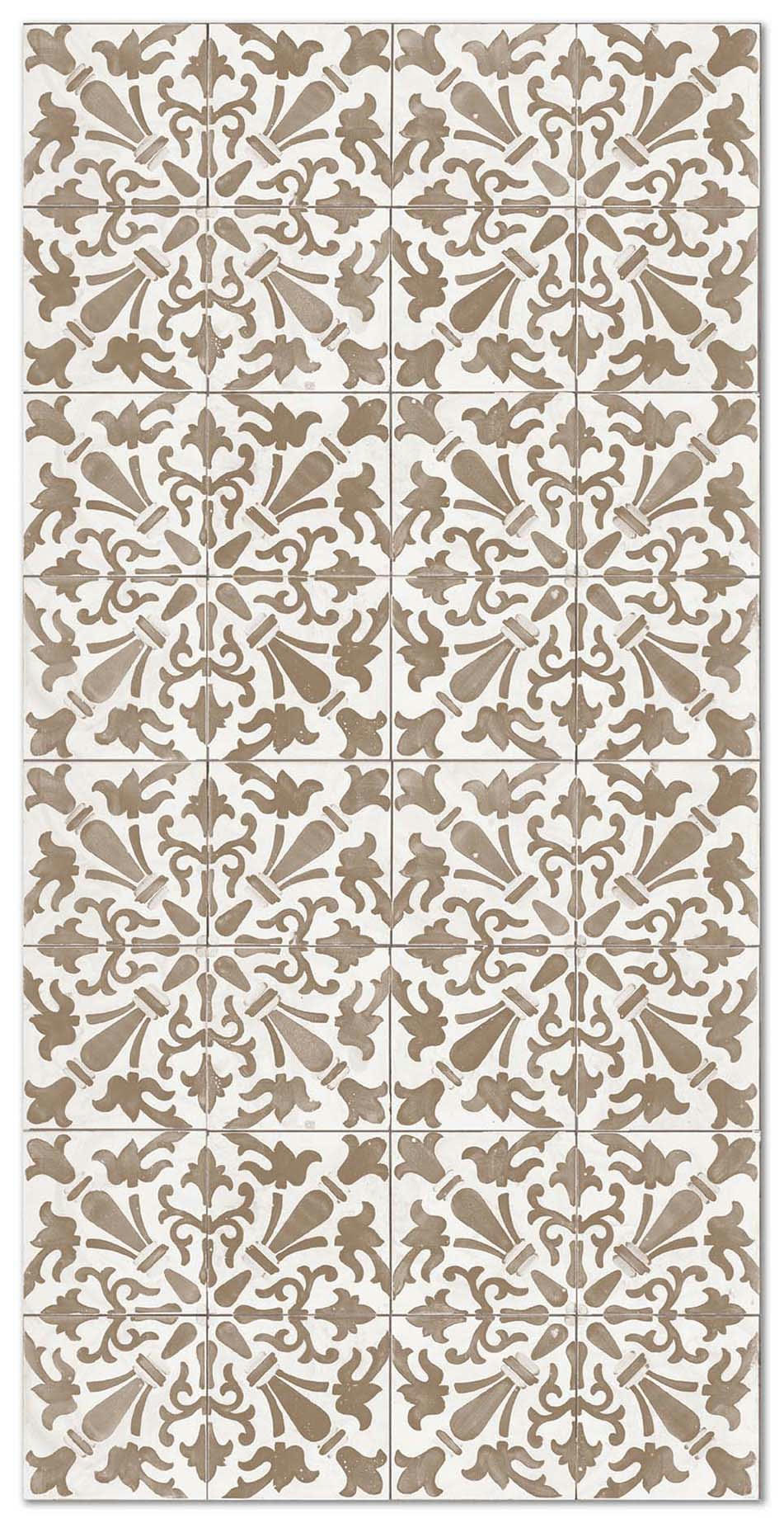 - Tapis vinyle carreaux ciments géométrique brun 300x200cm