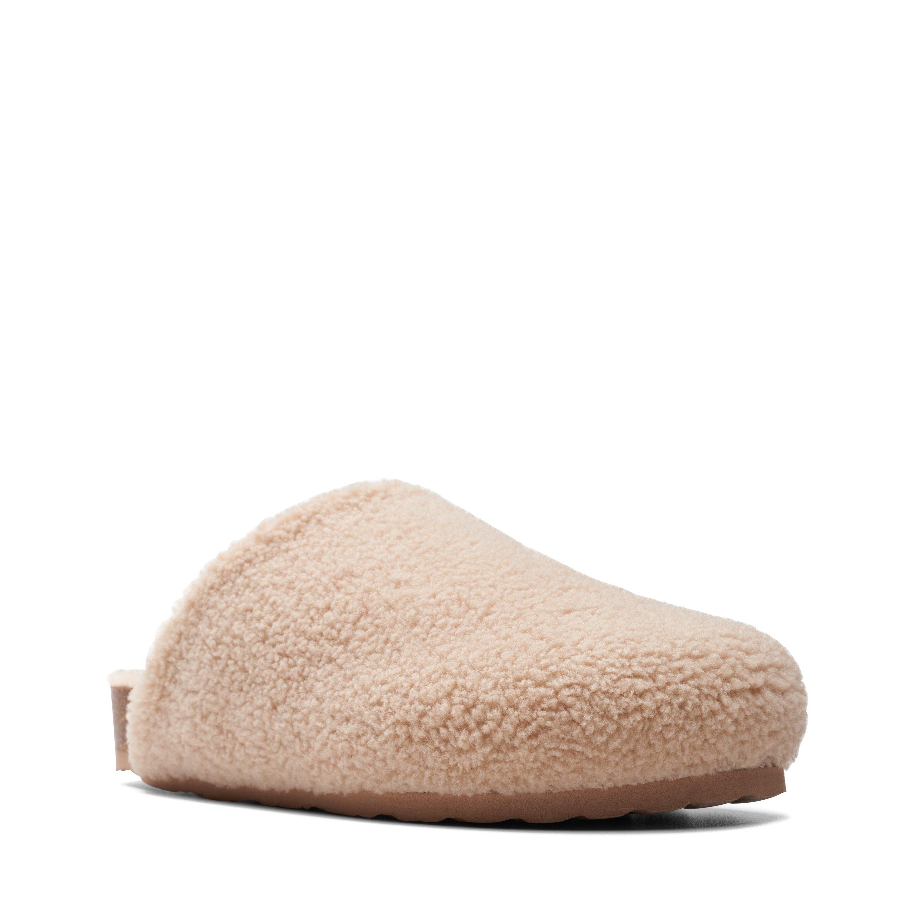 Clarks Arella Cozy Oatmeal Slip Ons,Slippers