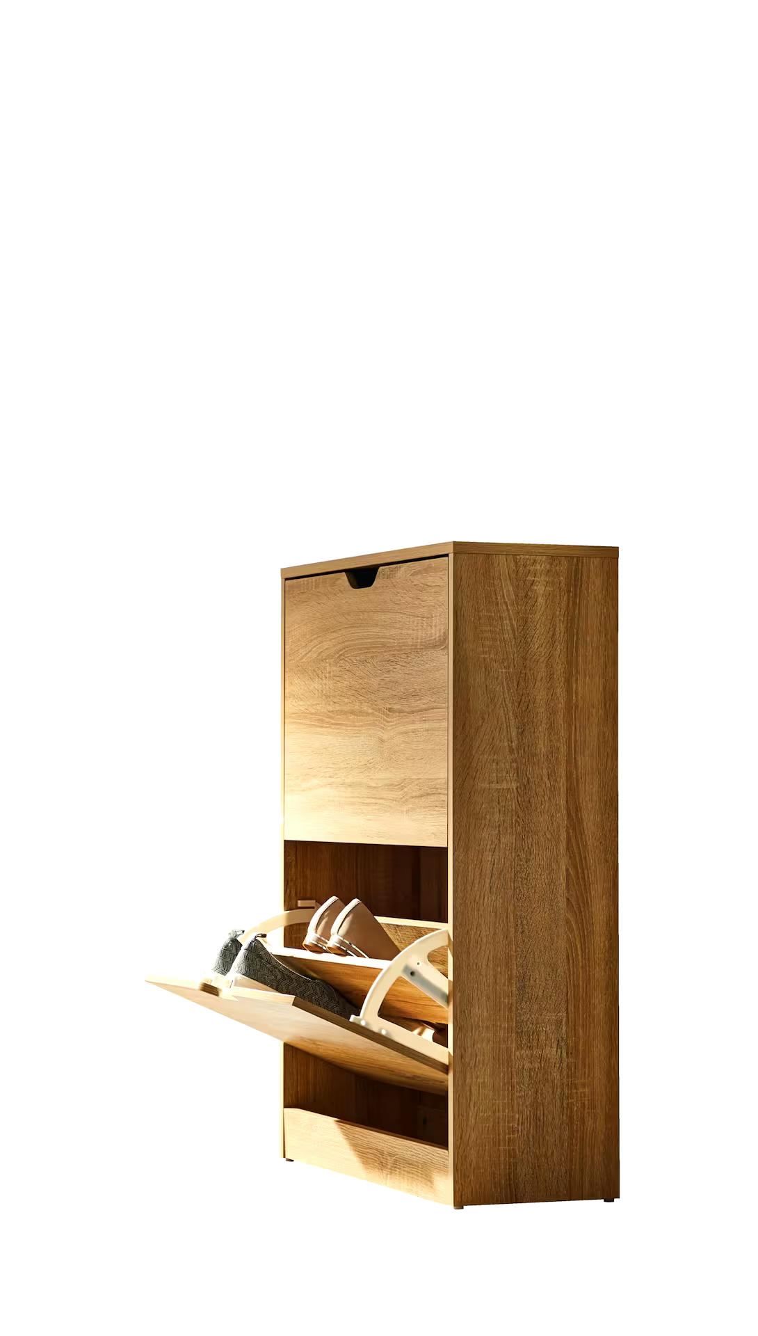 CANVAS Hubbard Entryway Shoe Storage Cabinet Organizer With Flip Doors, Wood Finish