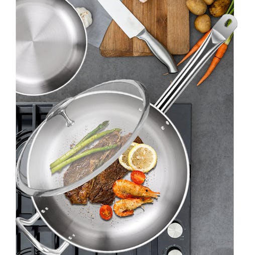 SOGA 2X 32cm Stainless Steel Saucepan Sauce pan with Glass Lid and Helper Handle Triple Ply Base Cookware