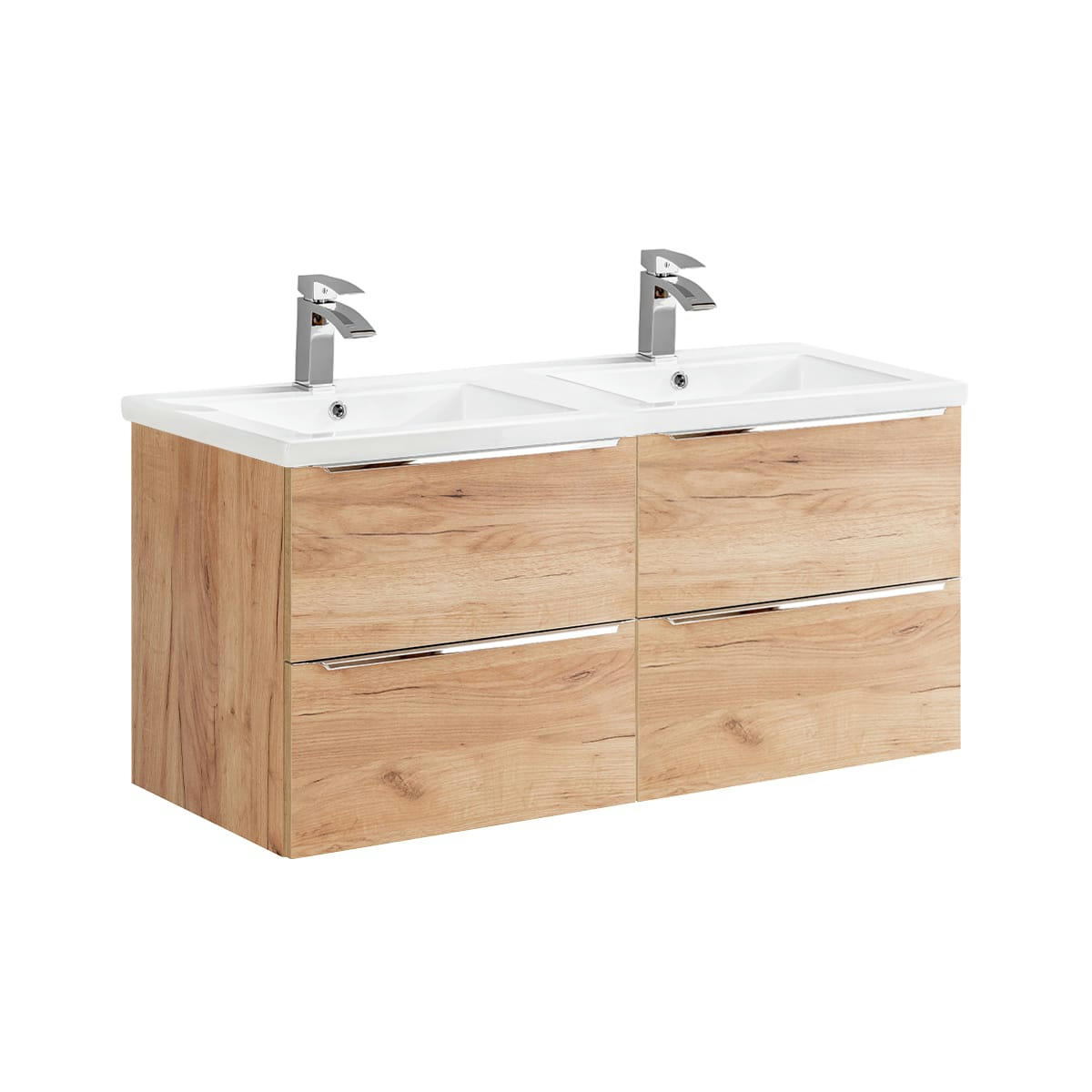 - Meuble double vasque encastrée 120cm naturel