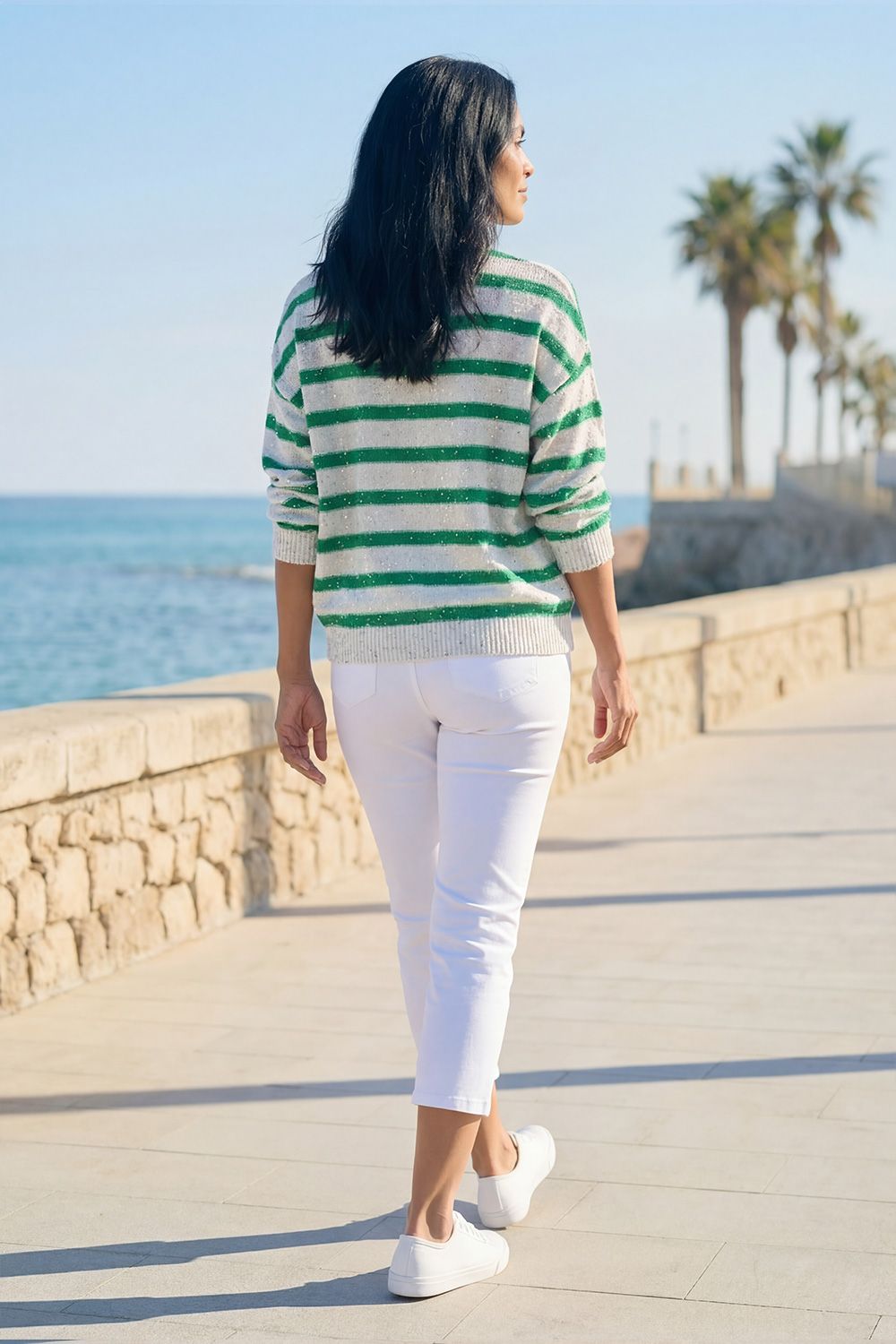 Roman Striped Sequin Knit Jumper