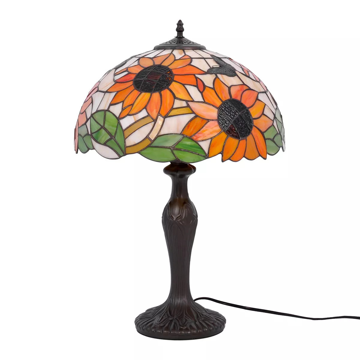Lampa stołowa witrażowa brązowo-pomarańczowa SUNFLOWER 1xE27x20WKaja