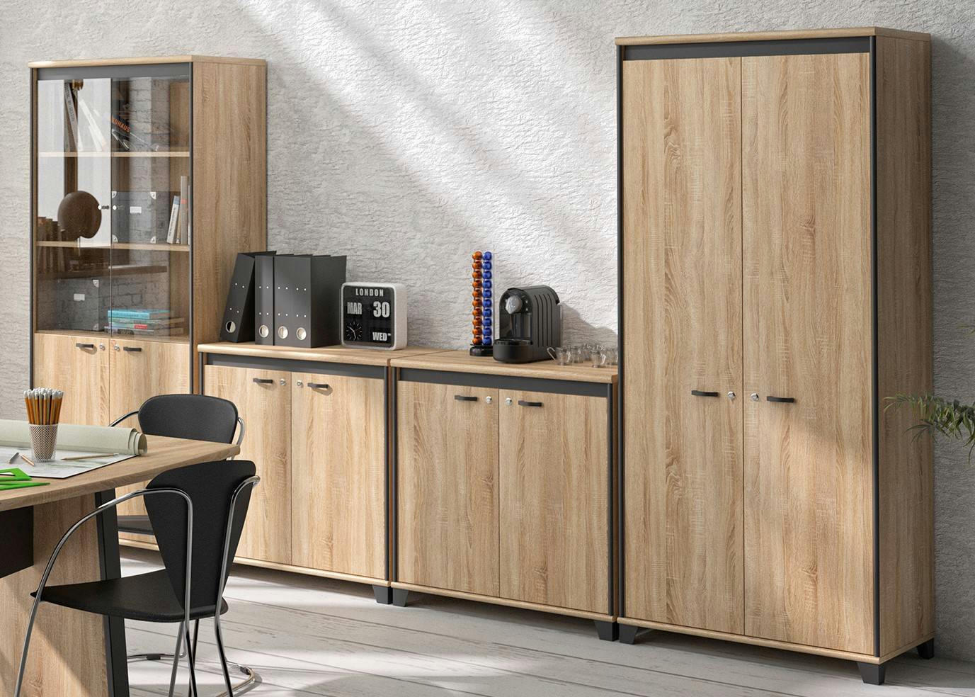 GREGORY - Armoire 2 portes effet bois clair