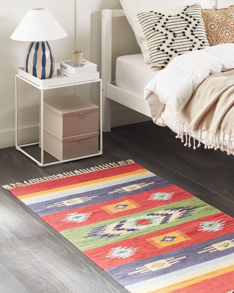 Dywan bawełniany kilim 80 x 150 cm wielokolorowy