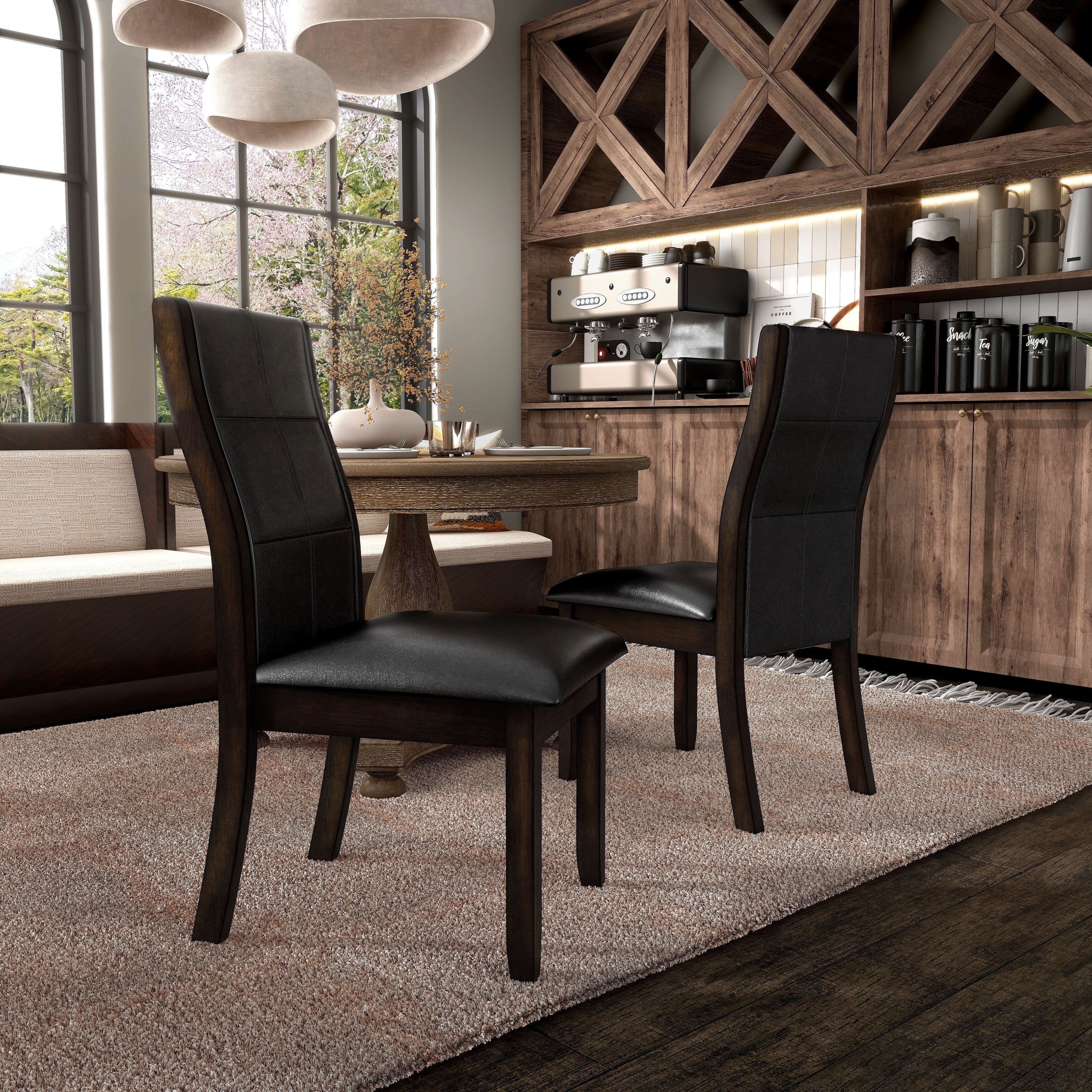 Tornillo Modern Black Faux Leather Dining Chairs (Set of 2) by Furniture of America