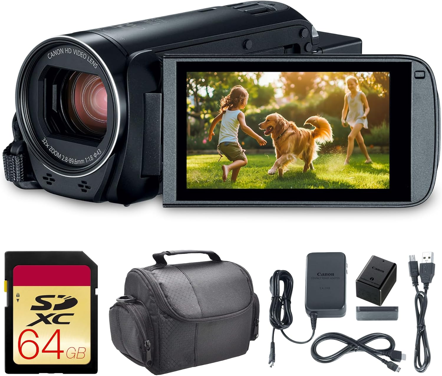Canon VIXIA HF R800 Camcorder (Black) Bundle | HD Video Camera with 57x Advanced Zoom  SuperRange Optical is & Lightweight Design | Great for Travel & Everyday Recording (1960C002) + 64GB Card + Bag