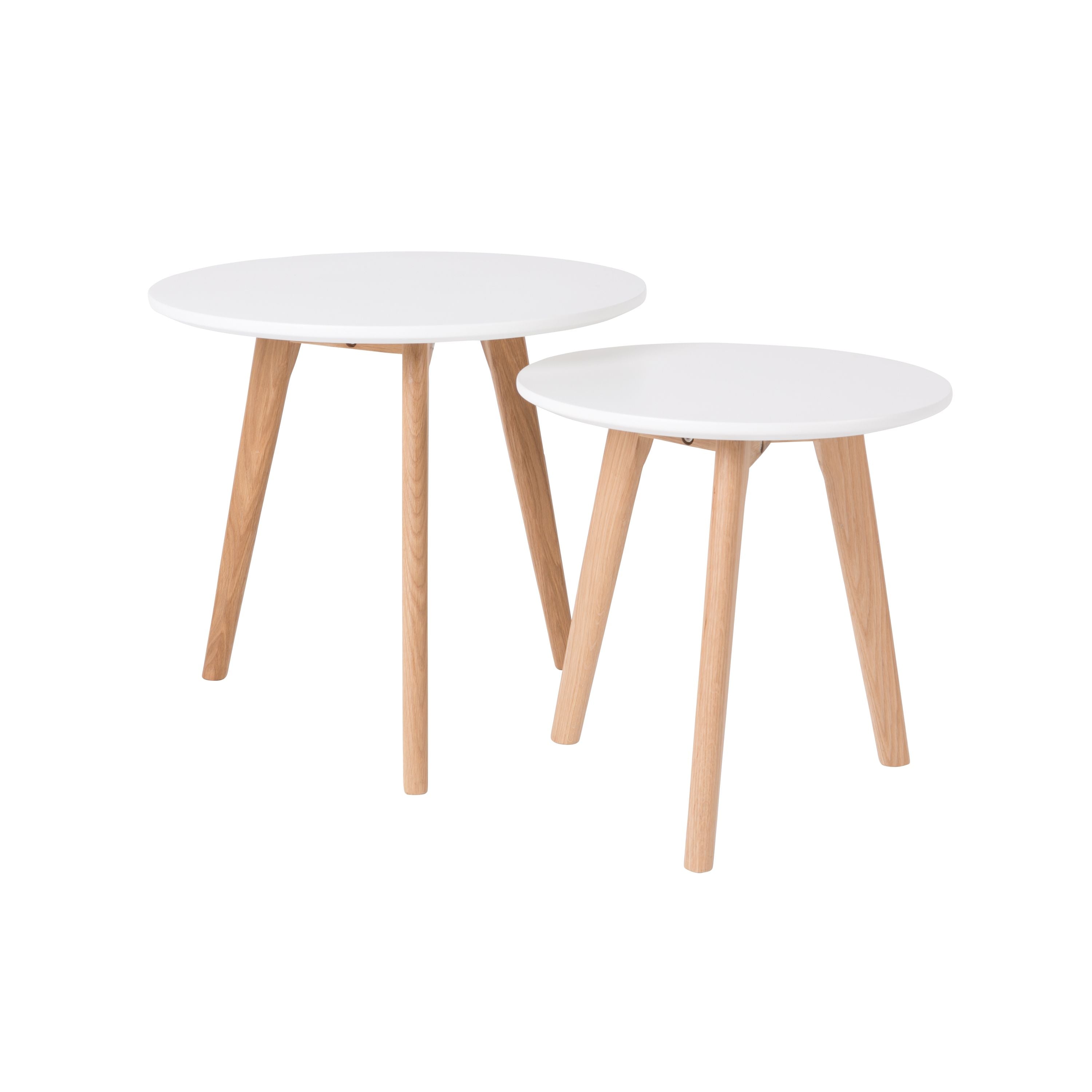 Housecraft Living Bodine Bijzettafel Rond Hout Wit - Set van 2