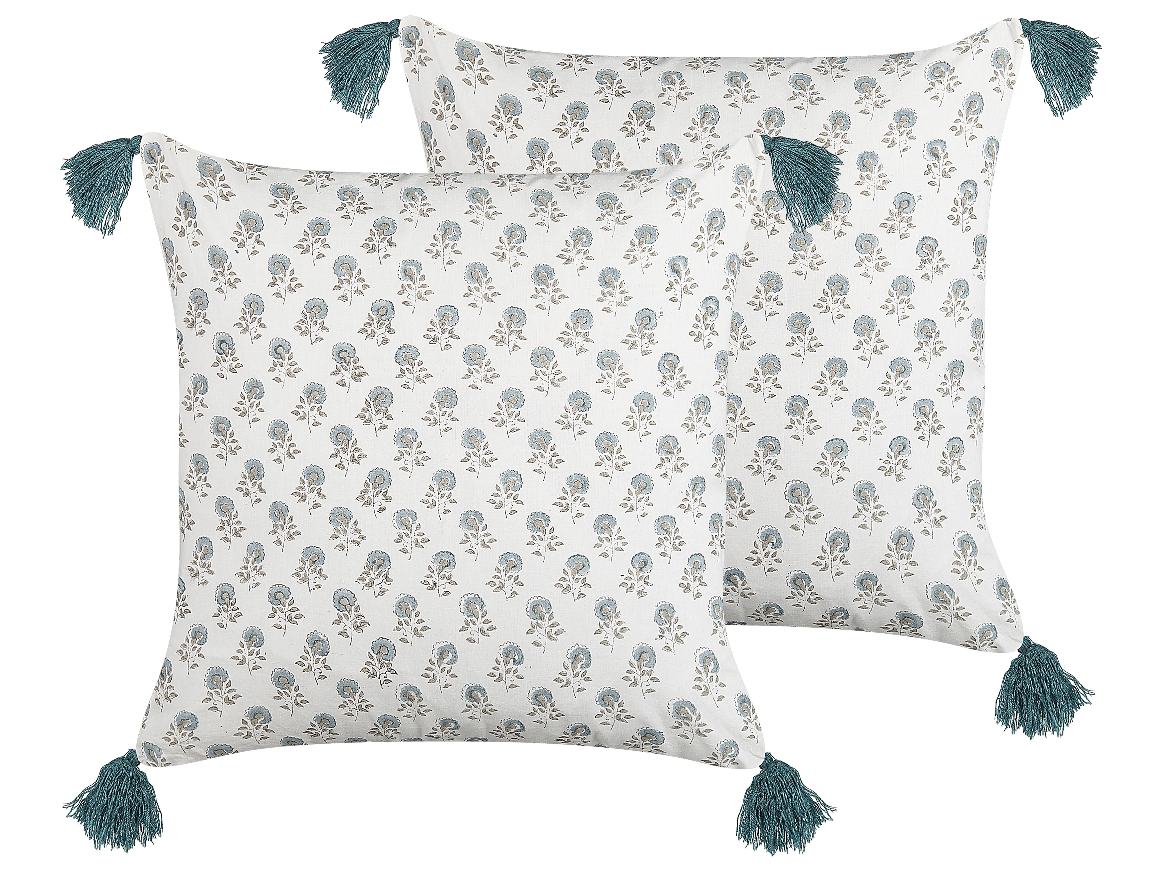 Throw Cushion CORNUS Cotton 45 x 45 cm Blue Floral Pattern