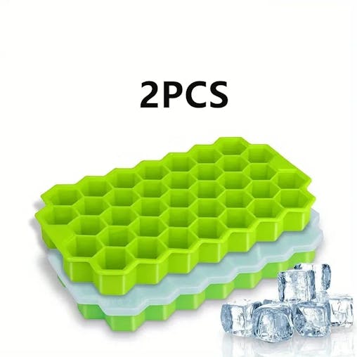 NNEOBA 2 pcs Silicone Honeycomb Ice Cube Tray with Lid