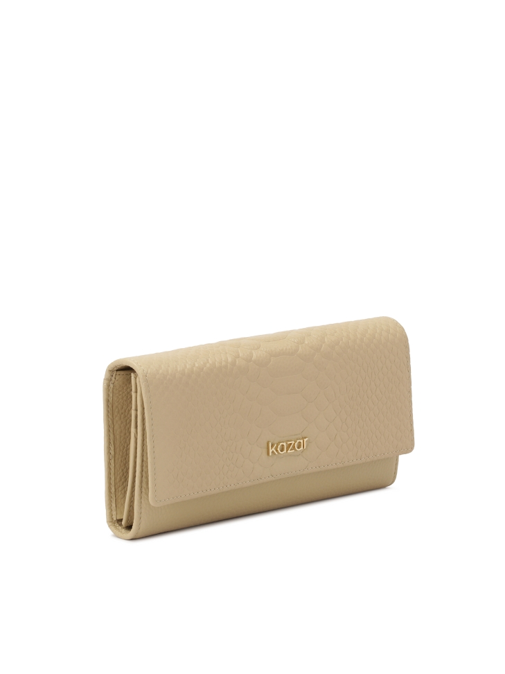 Elongated capacious leather wallet