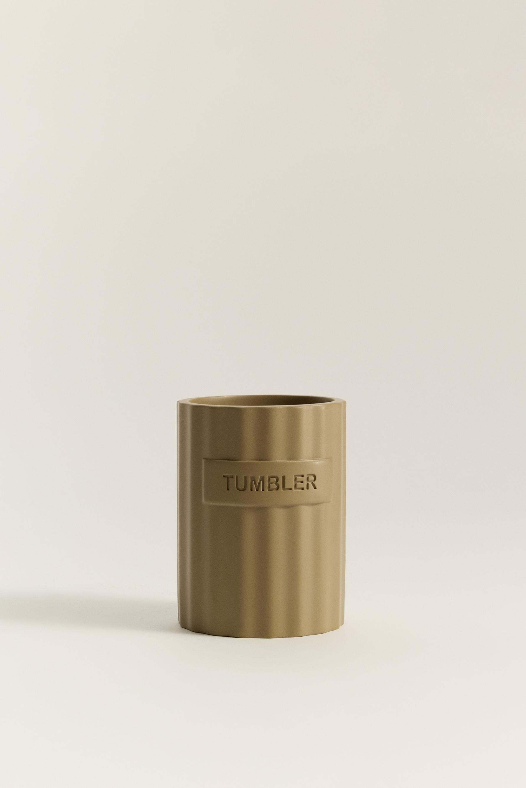 Vaso cepillo resina rayada 11 x Ø8 cm