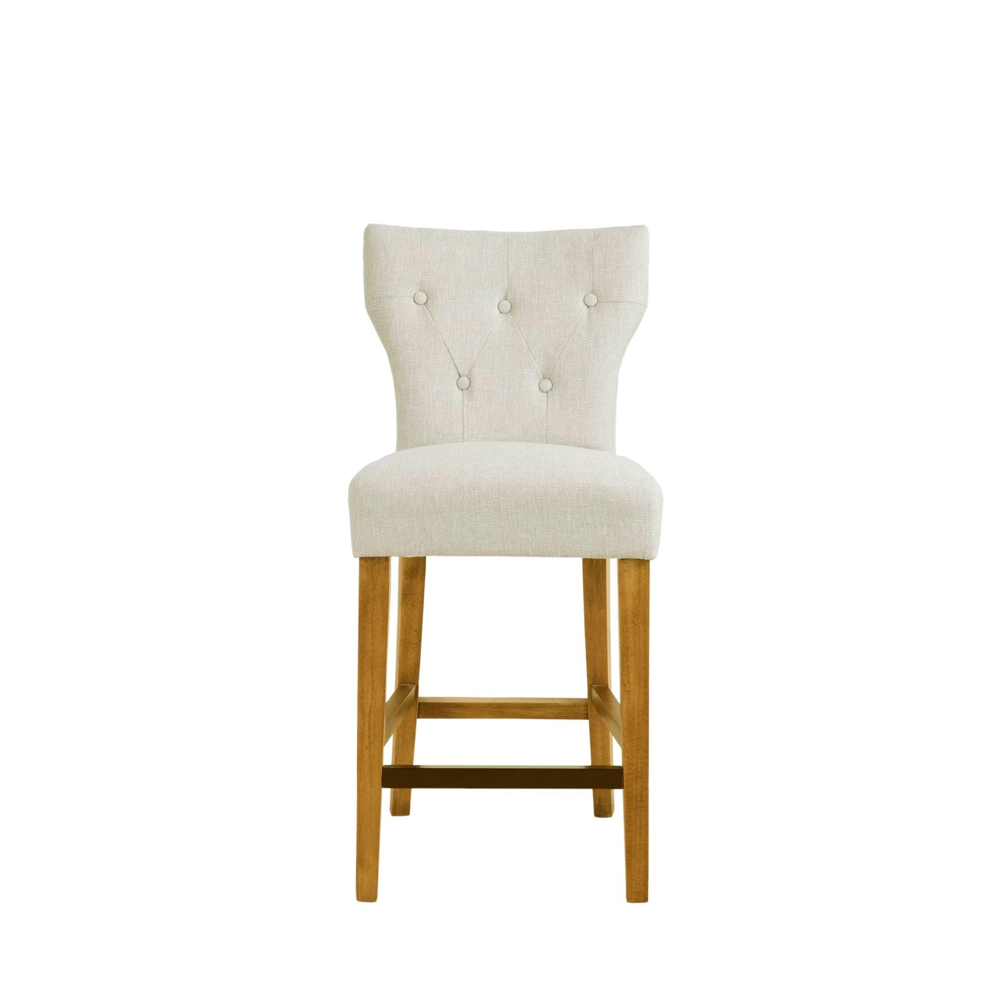 Madison Park Hayes Tufted Upholstered Back Counter Stool With Solid Wood Legs