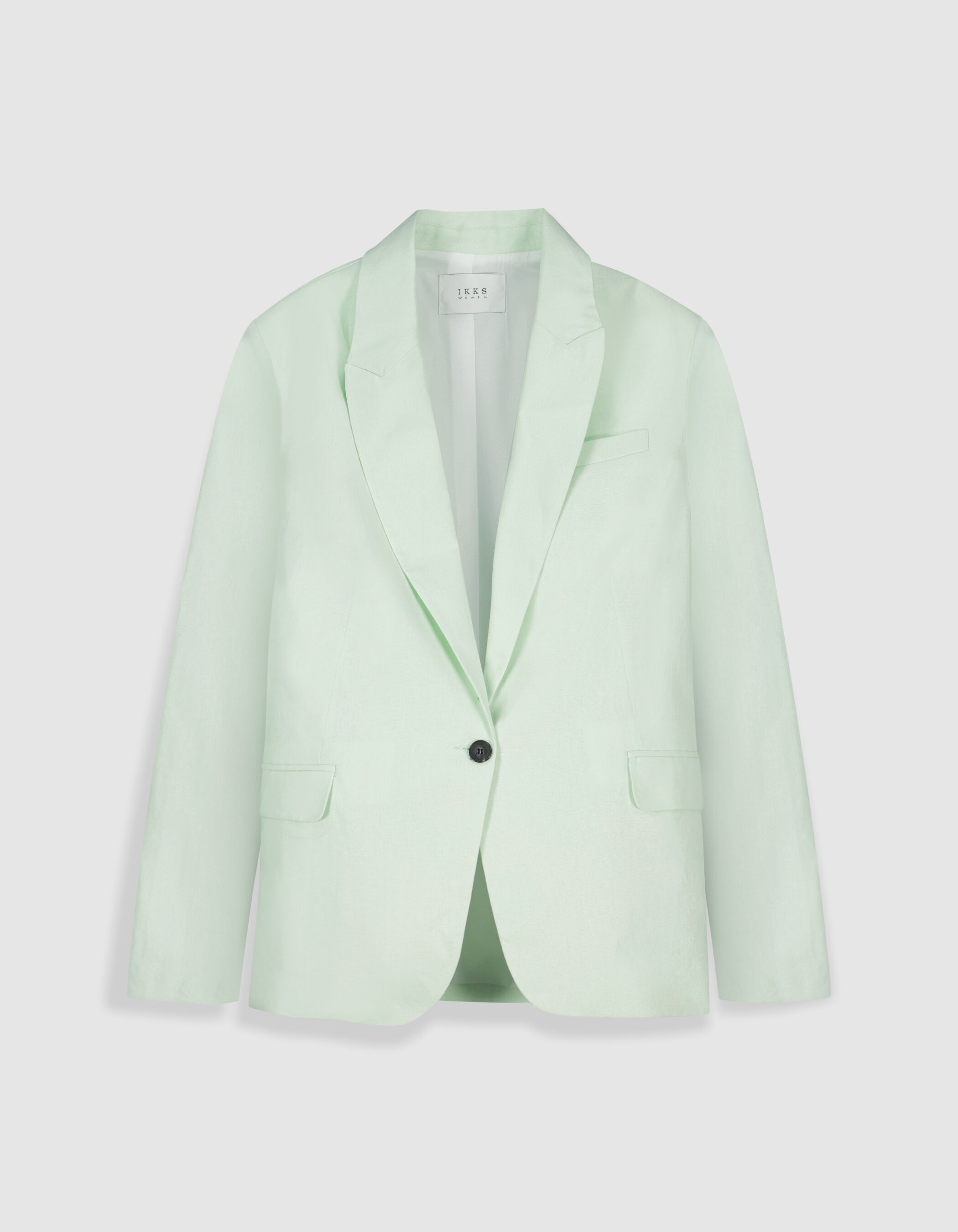 Veste de tailleur oversize verte mix lin coton Femme