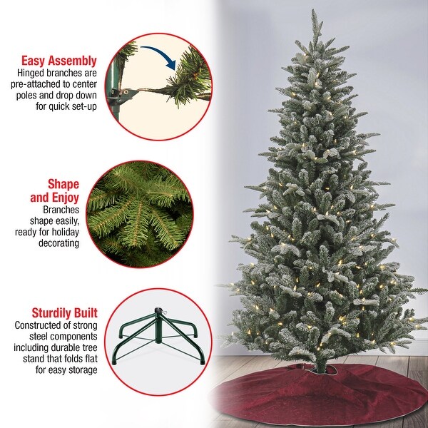 6 ft. Pre-Lit Snowy Libby Fir Tree with LED Lights - 6 ft