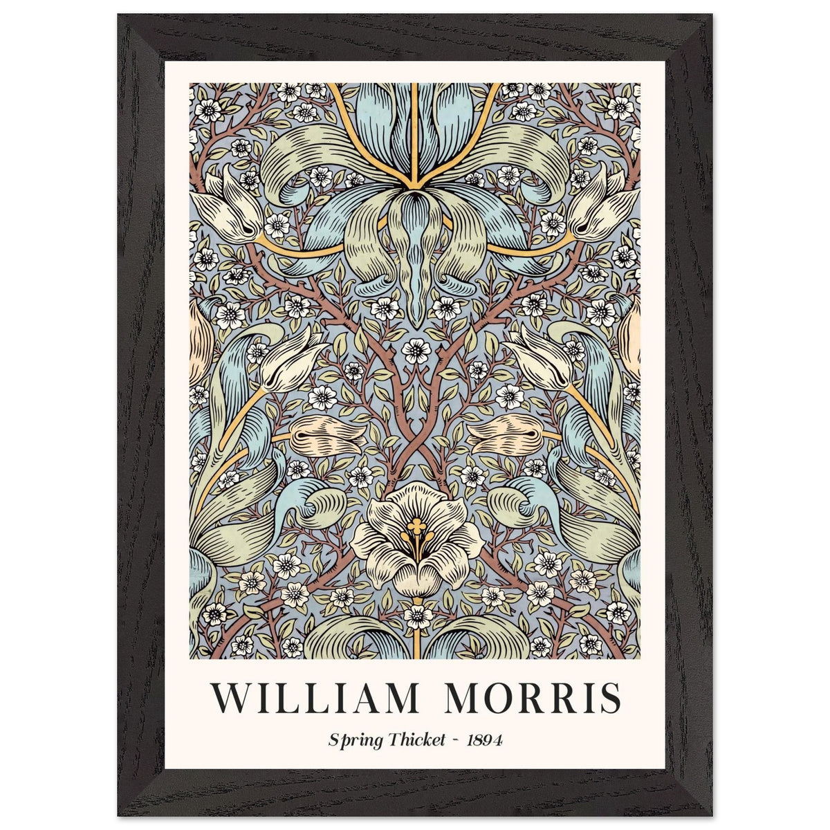 Artfulprints Poster met Lijst William Morris - Spring thicket 1884  - A4 21x29.7 cm - Blauw